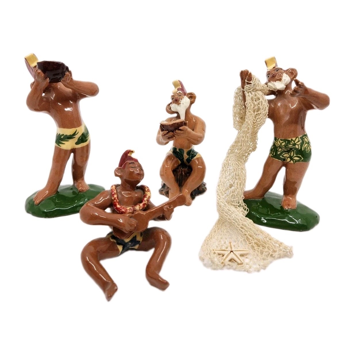 Vtg 1950's Julene Mechler Menehune Ceramic Figurine Collection Hawaii (Set of 4) Vtg 1950's Julene Mechler Menehune Ceramic Figurine Collection Hawaii (Set of 4)