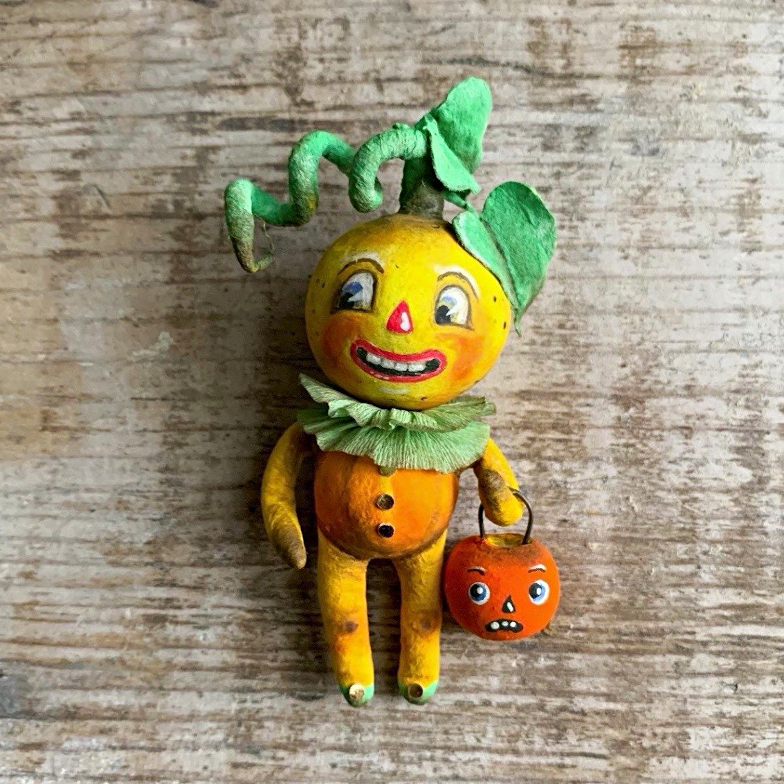 Antique Style Halloween Jack O’ Lantern Spun Cotton Ornament by Arbutus Hunter