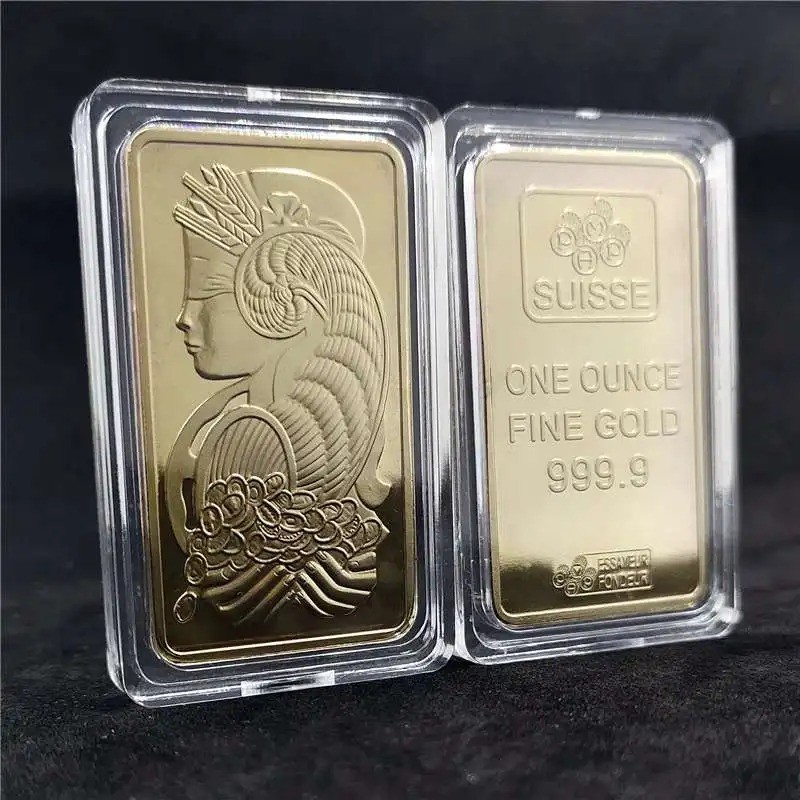 1PC color Gold Bar Replica Souvenir Collectible Metal Bullion Style Gift Decor 1PC color Gold Bar Replica Souvenir Collectible Metal Bullion Style Gift Decor