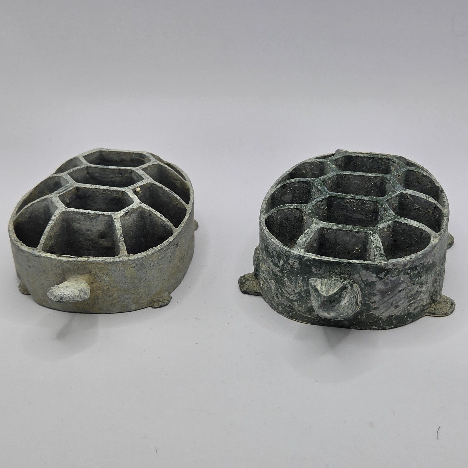 Vintage Japanese Metal Turtle Flower Frog Ikebana Kenzan Floral Cast Lot of 2 Vintage Japanese Metal Turtle Flower Frog Ikebana Kenzan Floral Cast Lot of 2