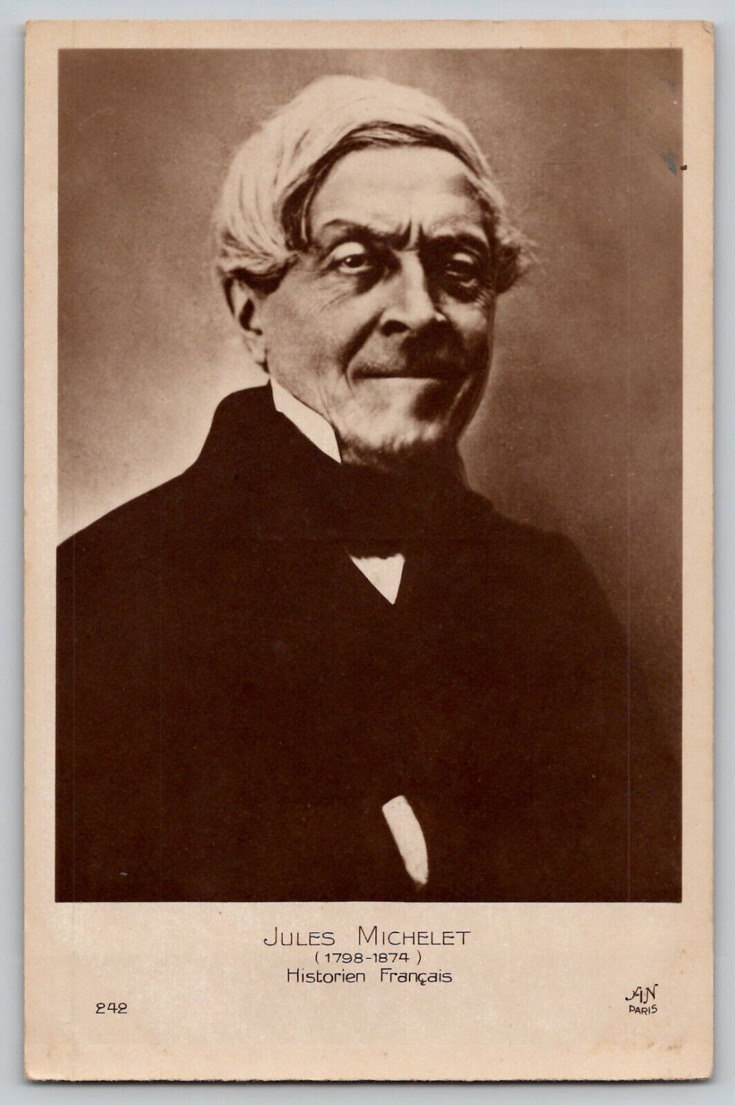 Jules Michelet French Historian Writer 1798-1874 Vintage RPPC Postcard 242