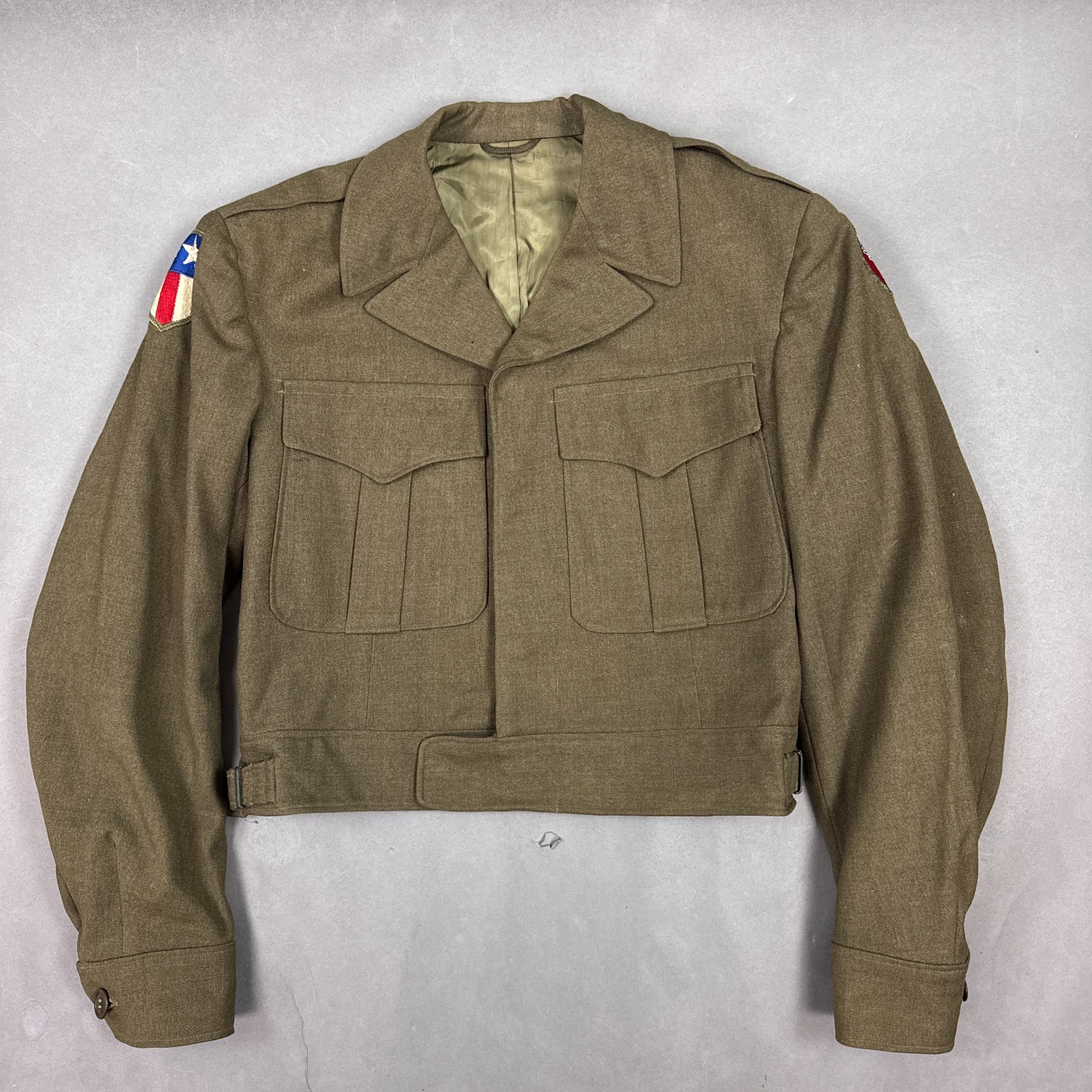US Military Jacket Mens 38 Green Ike WW II 40s Insignia Army Field Wool Officers US Military Jacket Mens 38 Green Ike WW II 40s Insignia Army Field Wool Officers