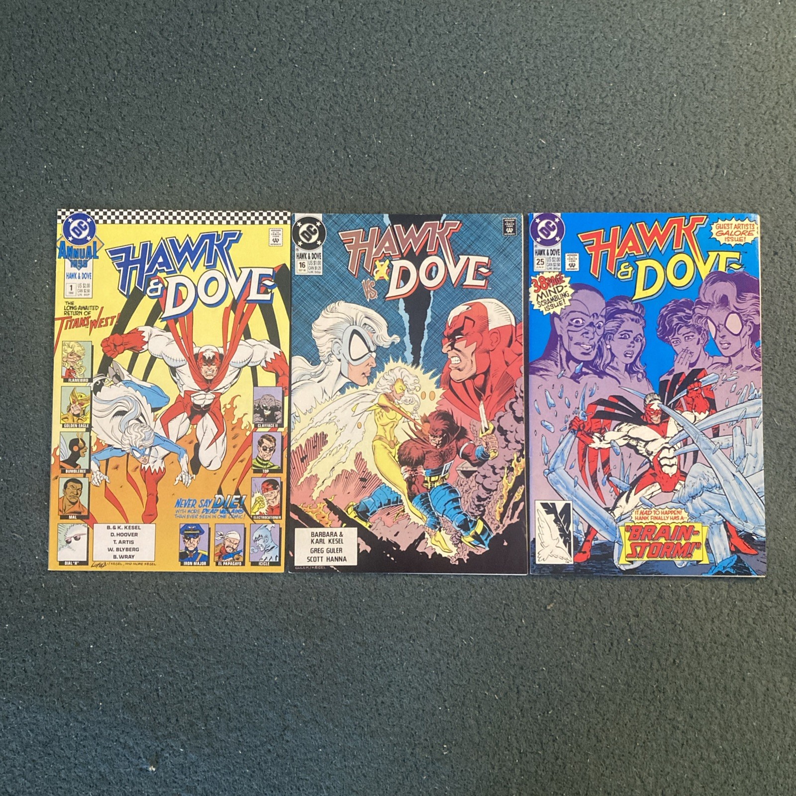 Hawk And Dove Comics 1990-1991 #1,16,25 DC Comics Lot Of 3 Comic Books Hawk And Dove Comics 1990-1991 #1,16,25 DC Comics Lot Of 3 Comic Books