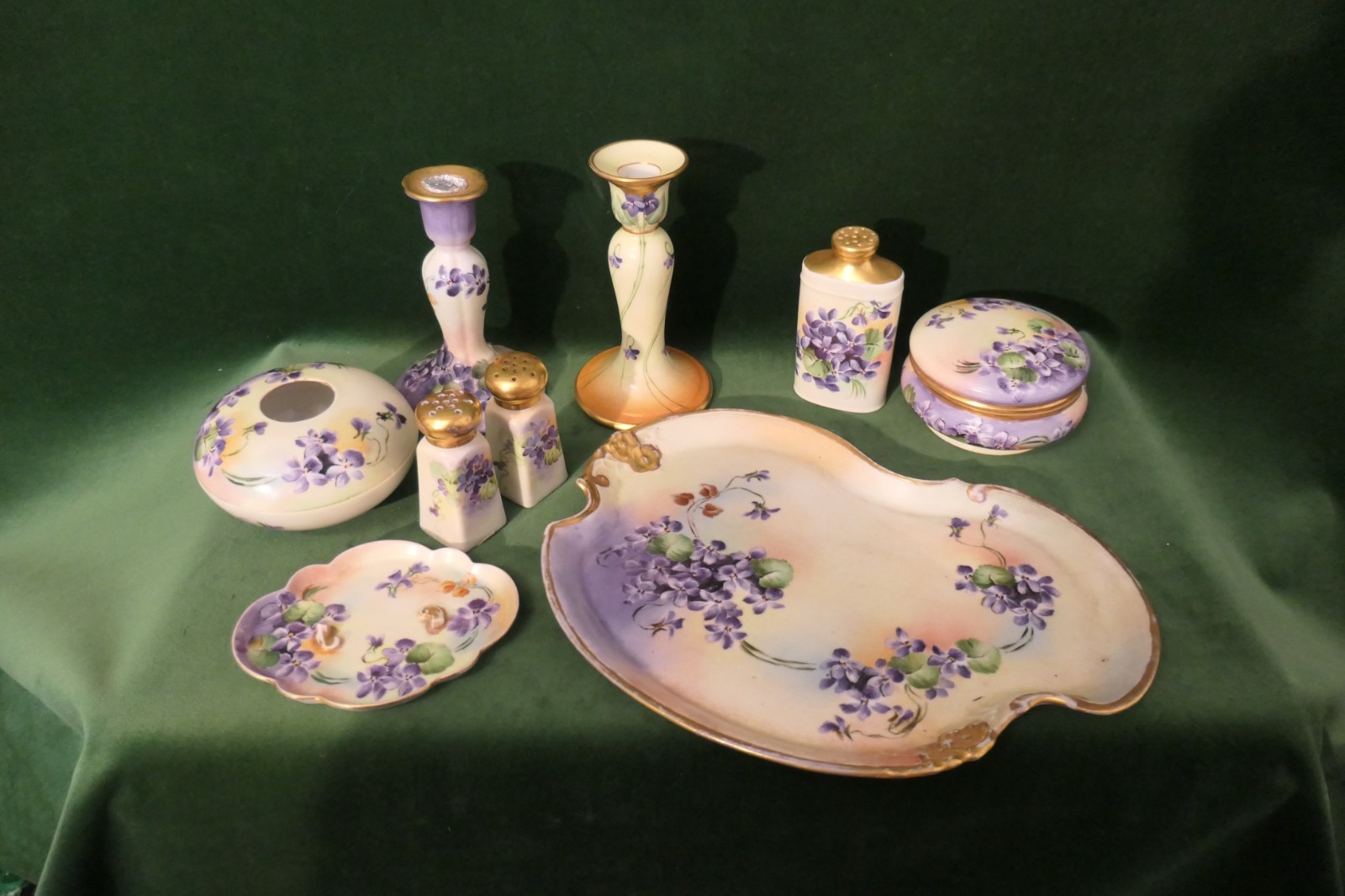 Antique W. Guerin & Co Limoges Vanity Dresser Tray and Accessories (11 pieces) Antique W. Guerin & Co Limoges Vanity Dresser Tray and Accessories (11 pieces)