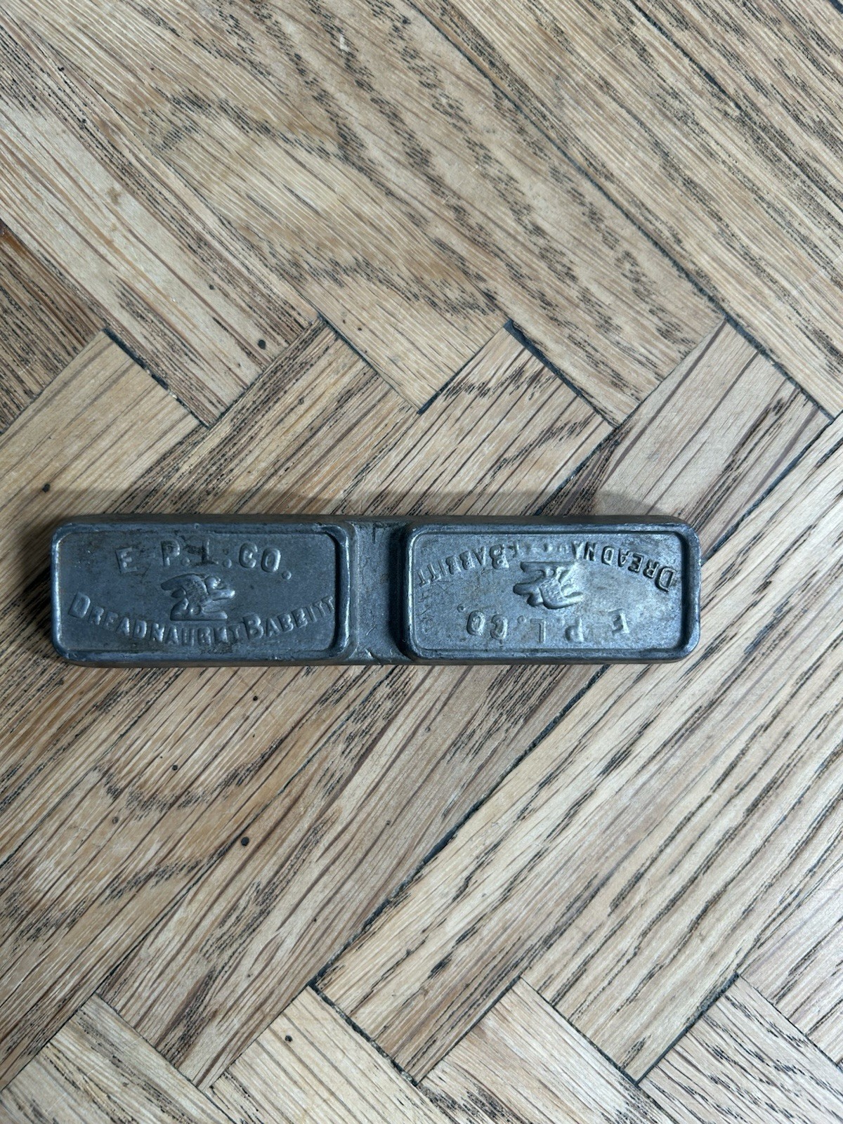 Vintage E.P.L. Co. Dreadnaught Babbitt Cast Metal Ingot 4 3/4 Inches Rare Vintage E.P.L. Co. Dreadnaught Babbitt Cast Metal Ingot 4 3/4 Inches Rare