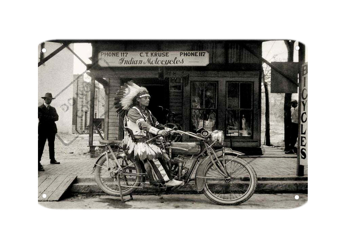 Vintage Indian Motorcycle Chief 1920s Retro Ad 8x12 Aluminum Metal Sign