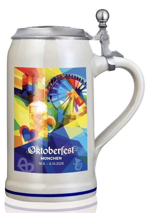 Munich Oktoberfest 2026 Official Beer Stein w Pewter Lid - Brand New In Box