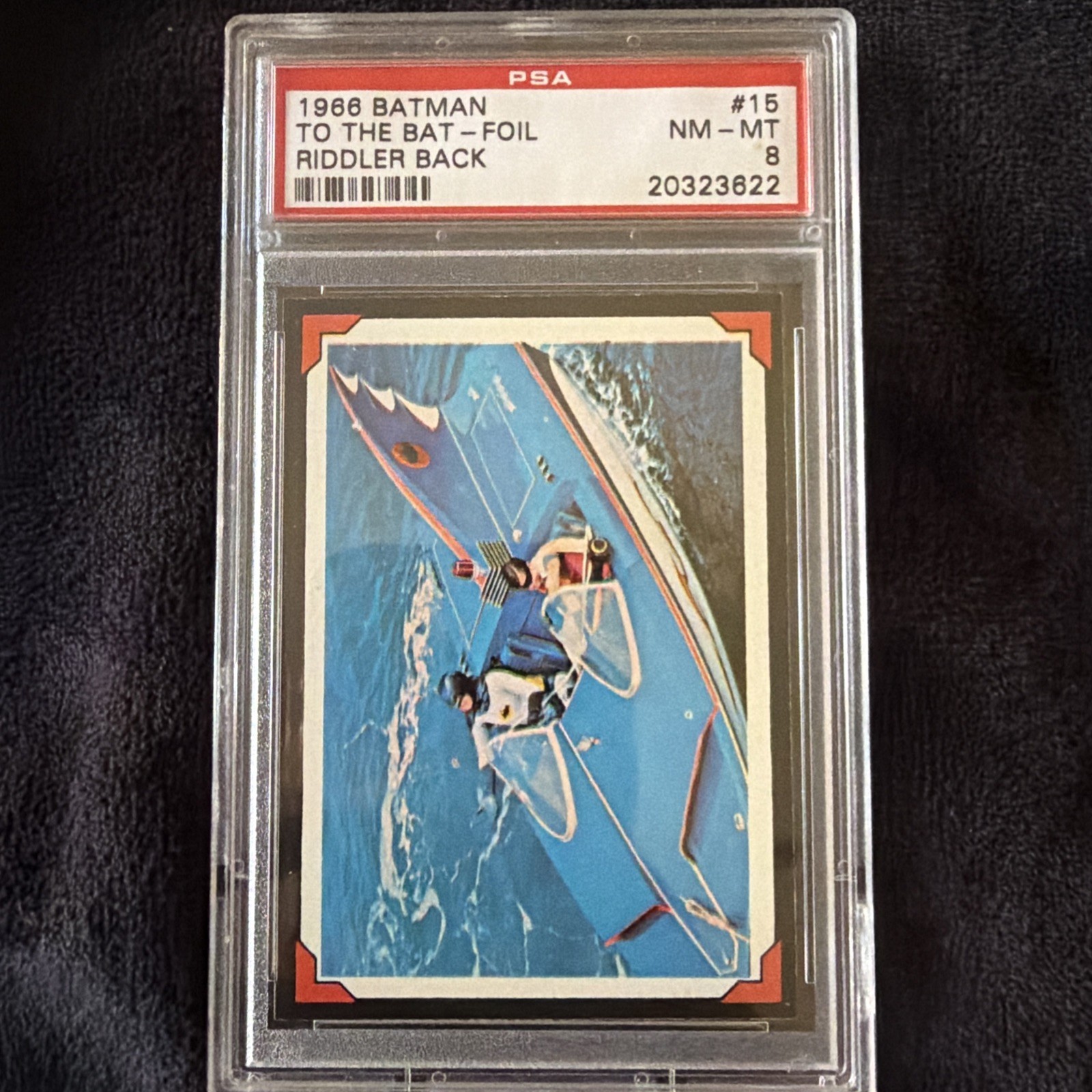 1966 TOPPS USA BATMAN Riddler Back #15 To The Bat-foil PSA 8, only 2 higher 1966 TOPPS USA BATMAN Riddler Back #15 To The Bat-foil PSA 8, only 2 higher