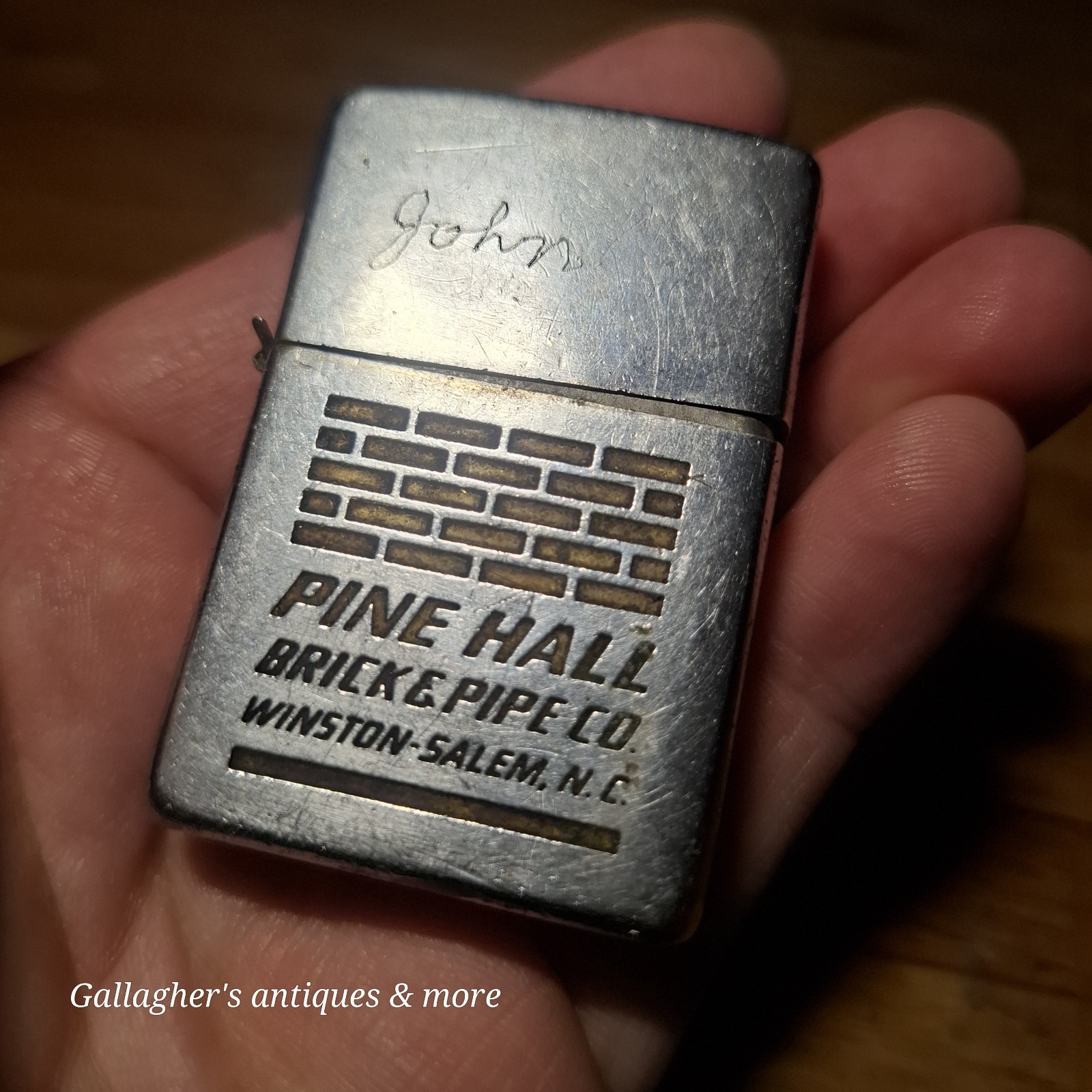 1950s Vintage Zippo Lighter Pine Hall Brick & Pipe Co Winston-Salem Pat 2517191 1950s Vintage Zippo Lighter Pine Hall Brick & Pipe Co Winston-Salem Pat 2517191