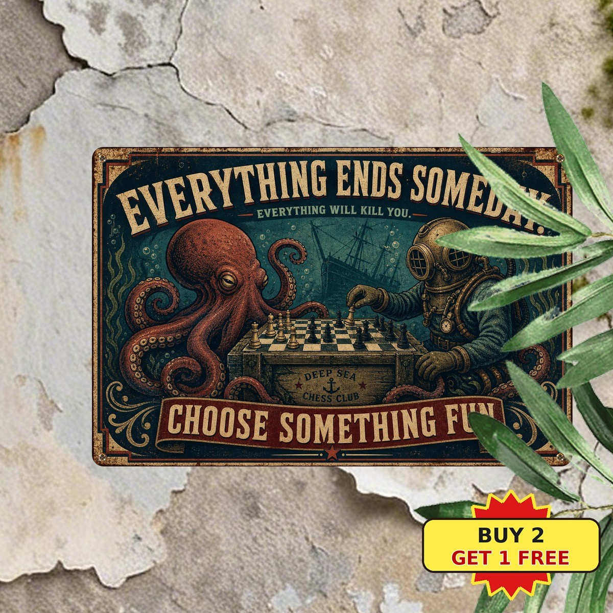 Octopus Everything Will Kill You Choose Wisely Metal Sign Sea Monster Tin Plaque Octopus Everything Will Kill You Choose Wisely Metal Sign Sea Monster Tin Plaque