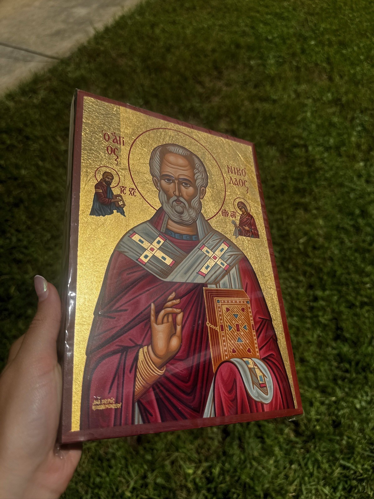 Saint Nicholas Orthodox Icon Flat Wood 18kt Gold Leaf