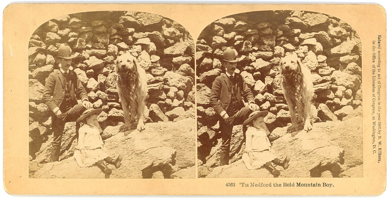 NEW HAMPSHIRE STEREOVIEW - Mt Washington - Famous Dog "Medford" - KIlburn c1887 NEW HAMPSHIRE STEREOVIEW - Mt Washington - Famous Dog "Medford" - KIlburn c1887