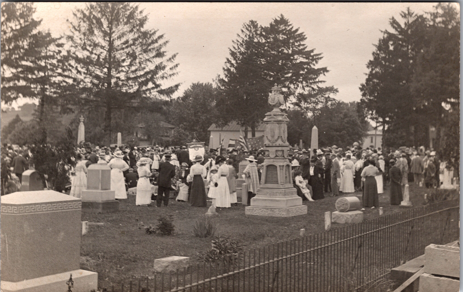 Postcard RPPC Several People Gathered at a Funeral or Memorial in Cemetery VTG Postcard RPPC Several People Gathered at a Funeral or Memorial in Cemetery VTG