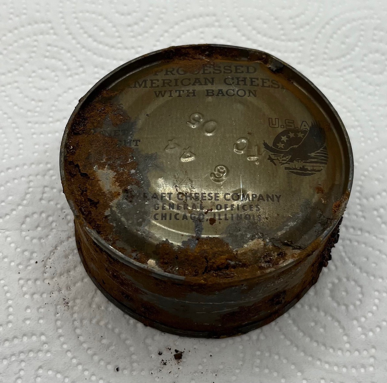 Vintage WW2 K Ration American Cheese and Bacon Can
