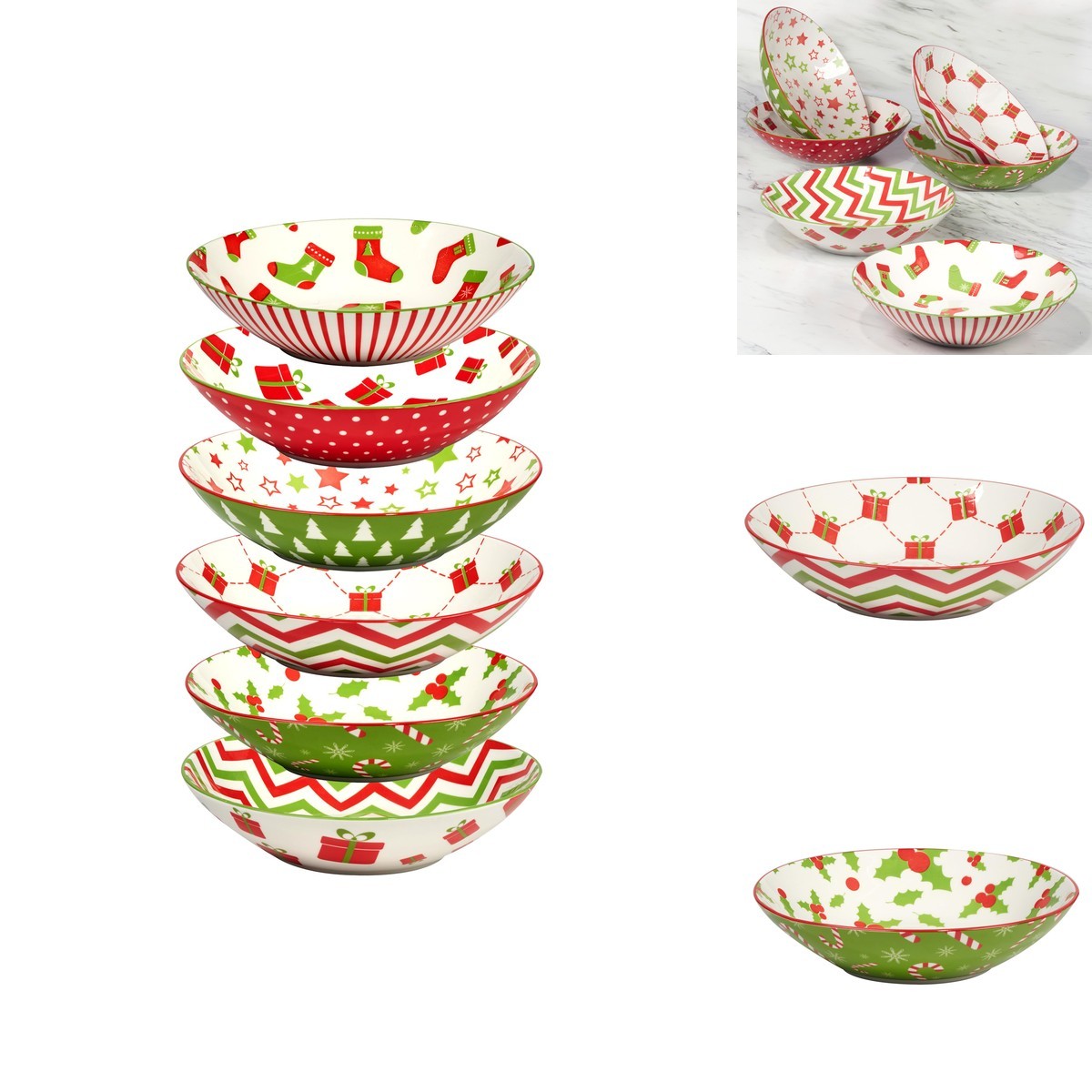 Certified International Holiday Fun 40 Oz Christmas Soup Bowls Set 6 Festive Certified International Holiday Fun 40 Oz Christmas Soup Bowls Set 6 Festive
