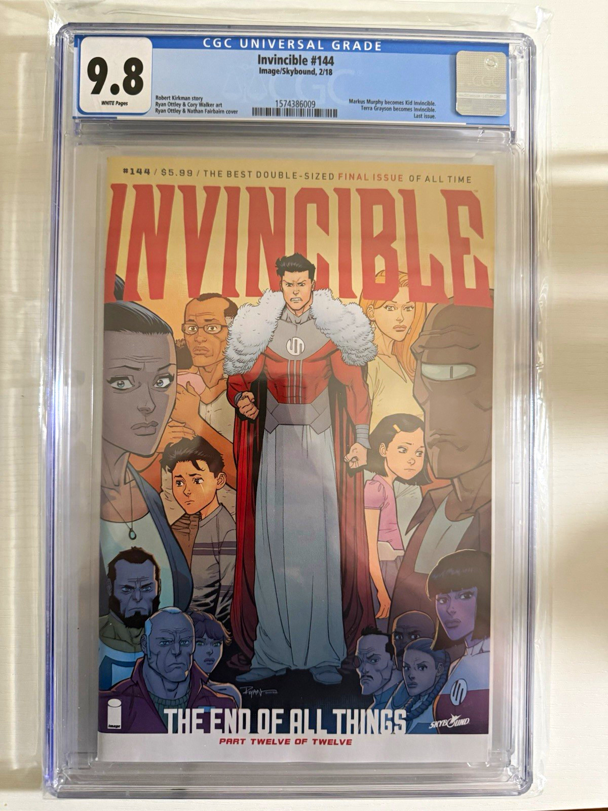 Invincible #144 CGC 9.8 White Pages - Final Issue Series Finale - Image 2018 Invincible #144 CGC 9.8 White Pages - Final Issue Series Finale - Image 2018