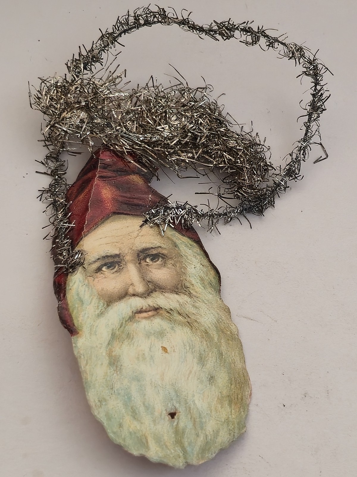 Antique German Santa Claus Scrap Ornament Tinsel Die Cut Belsnickel Victorian Antique German Santa Claus Scrap Ornament Tinsel Die Cut Belsnickel Victorian