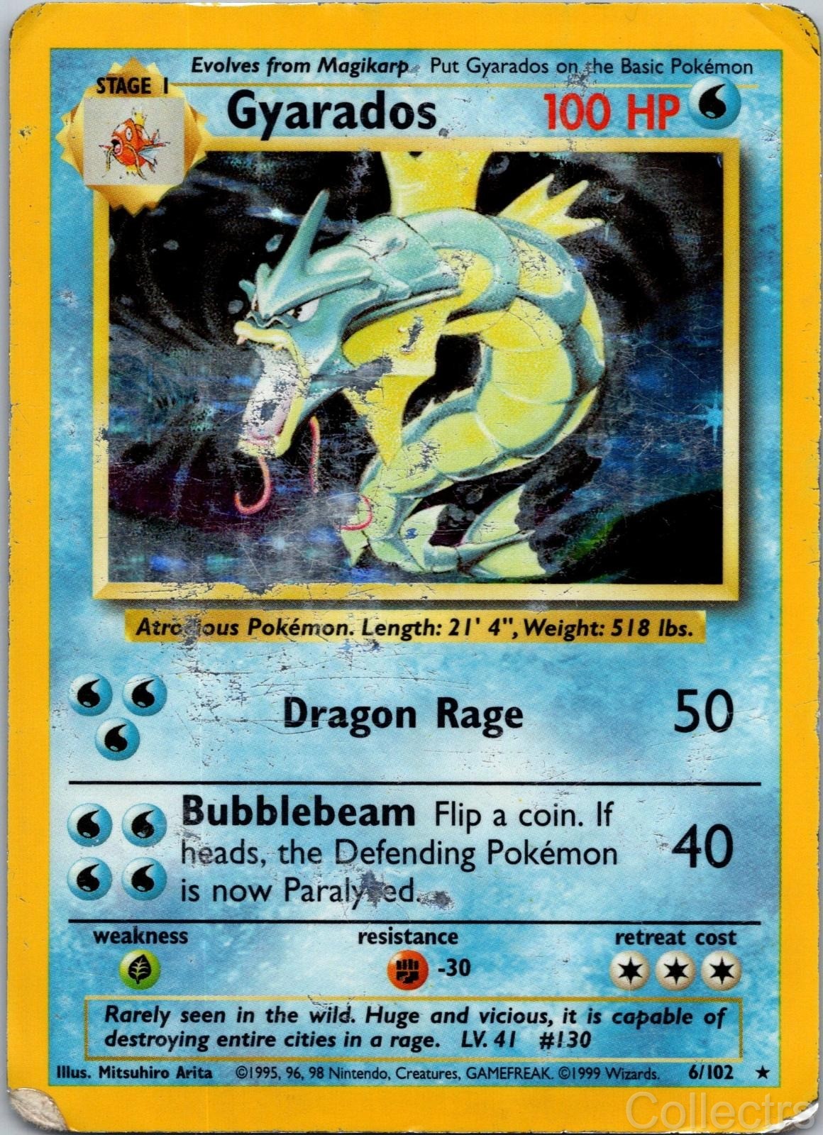 GYARADOS 6/102 HOLO RARE BASE SET DMG GYARADOS 6/102 HOLO RARE BASE SET DMG