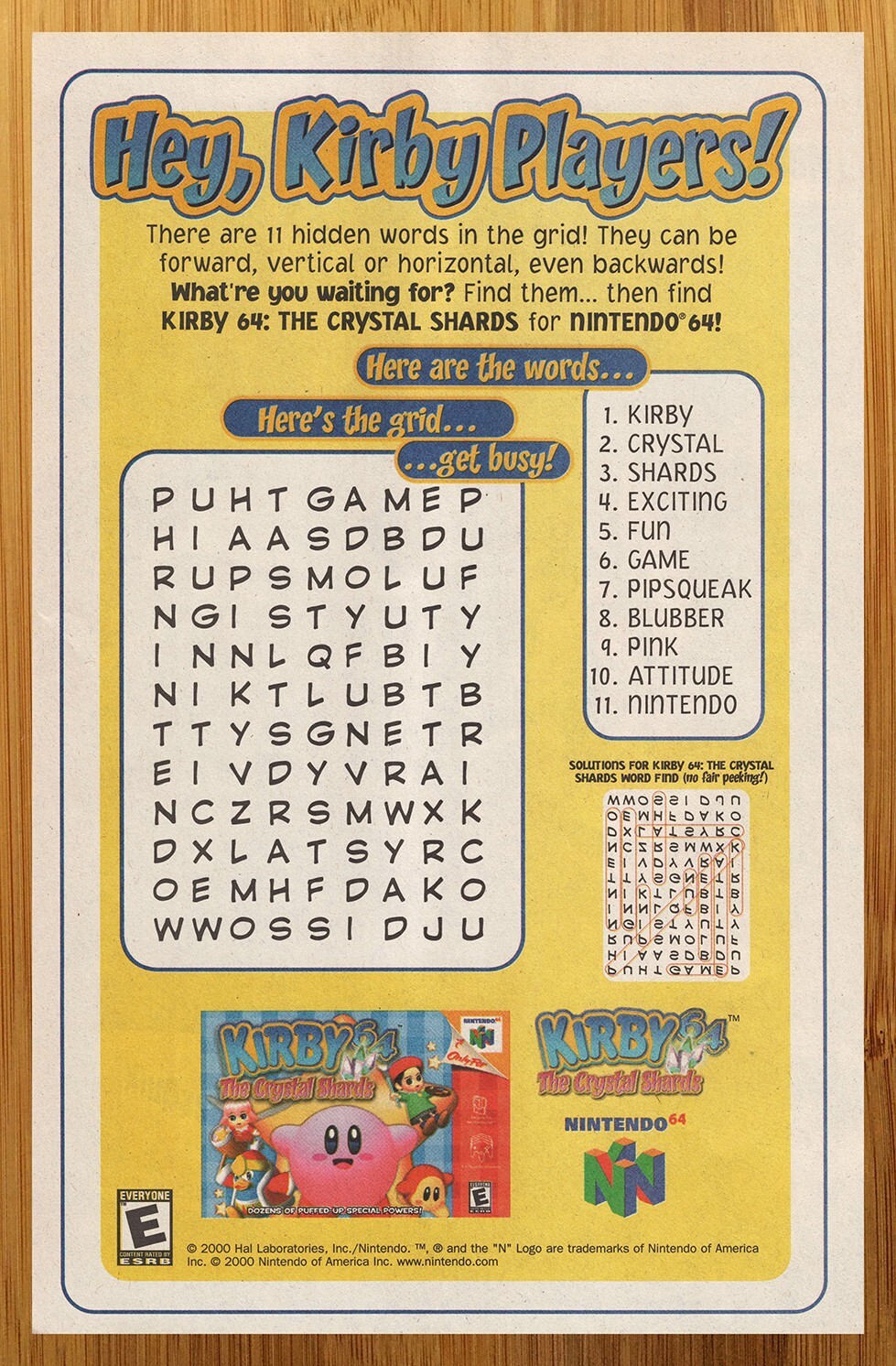 2000 Kirby 64 The Crystal Shards N64 Print Ad/Poster Authentic Video Game Art 2000 Kirby 64 The Crystal Shards N64 Print Ad/Poster Authentic Video Game Art