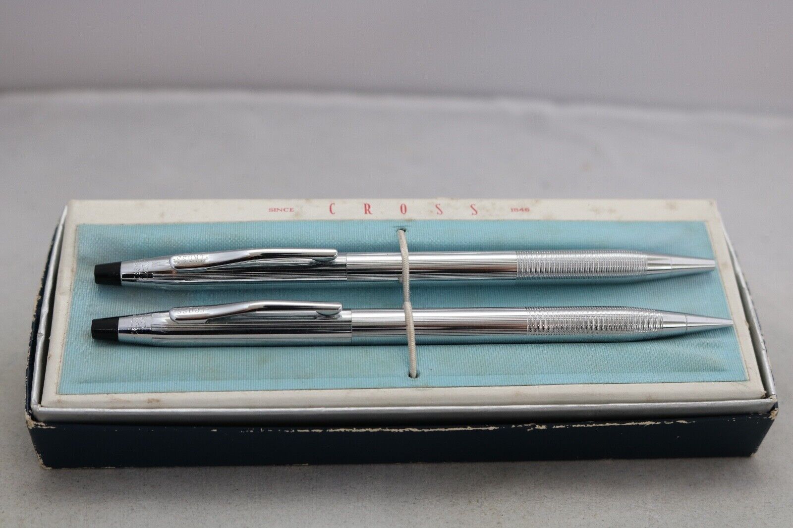 Vintage (c1976) Cross Century Lustrous Chrome Ballpoint & Pencil, Cased