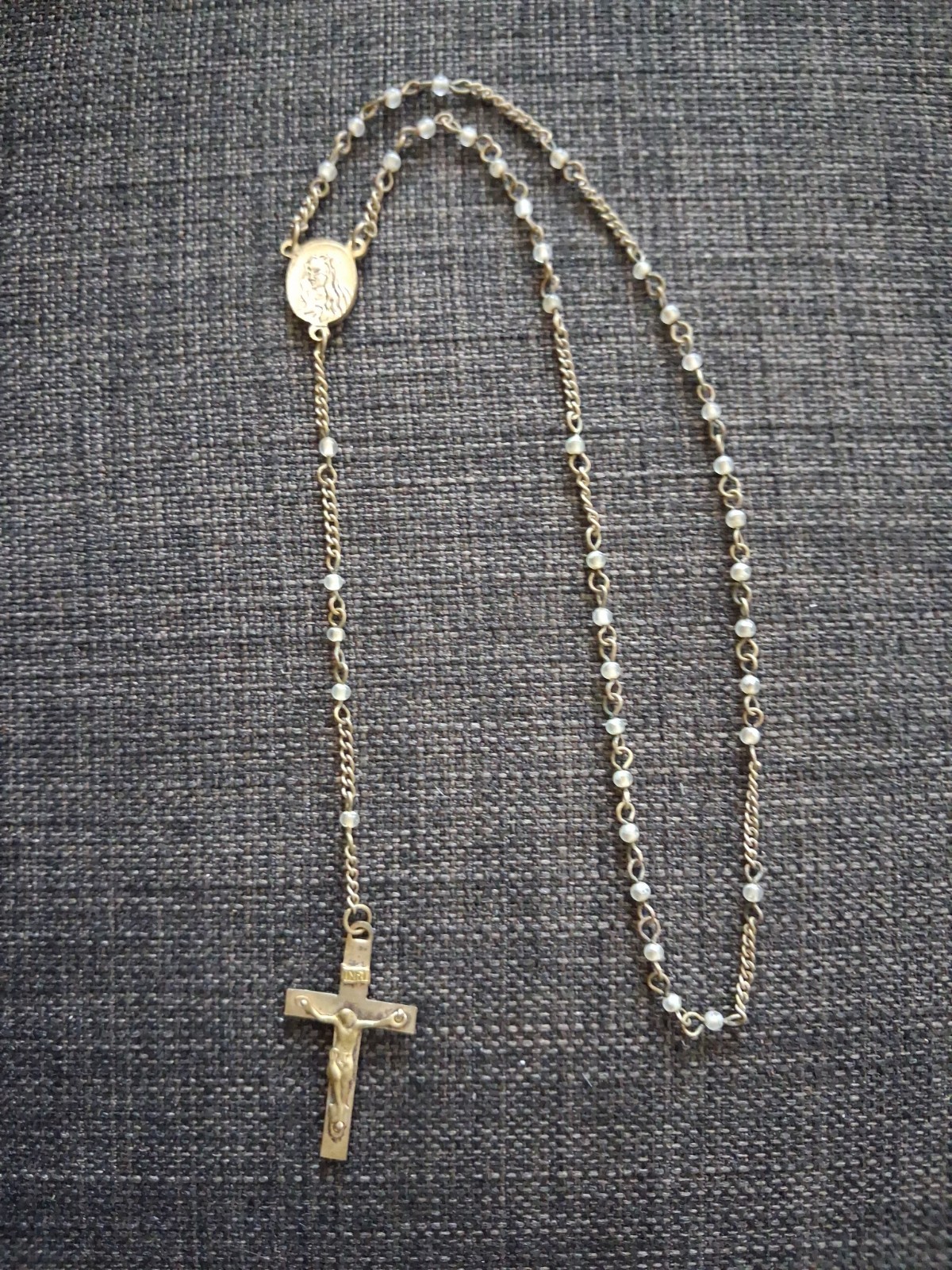 Vintage Petite Tiny Bead  Rosary 14"