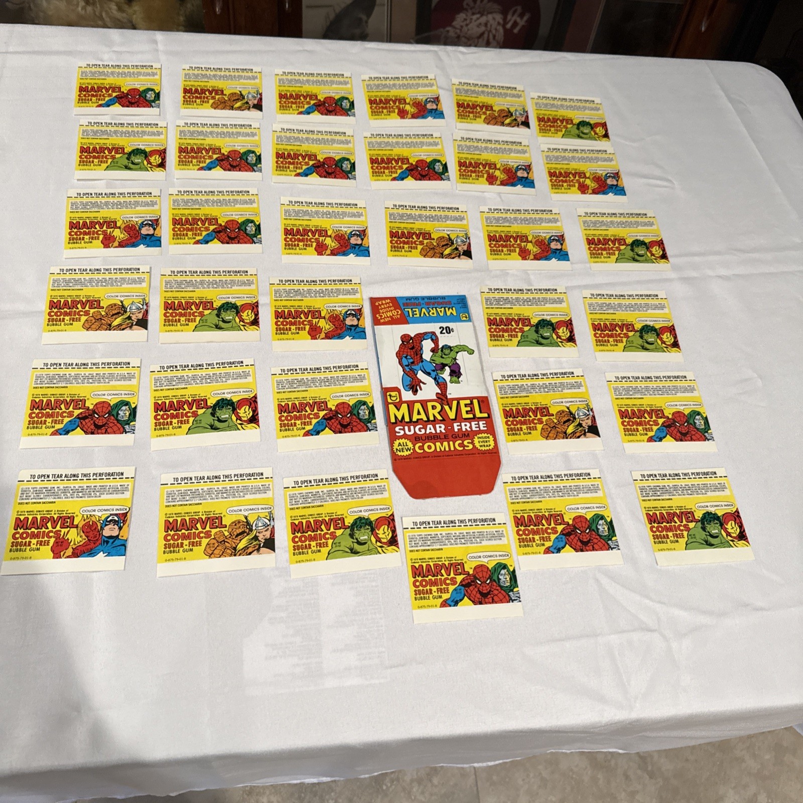 1978 Topps Marvel Comics Sugar Free Display Box With All 34 Comic Wrappers 1978 Topps Marvel Comics Sugar Free Display Box With All 34 Comic Wrappers