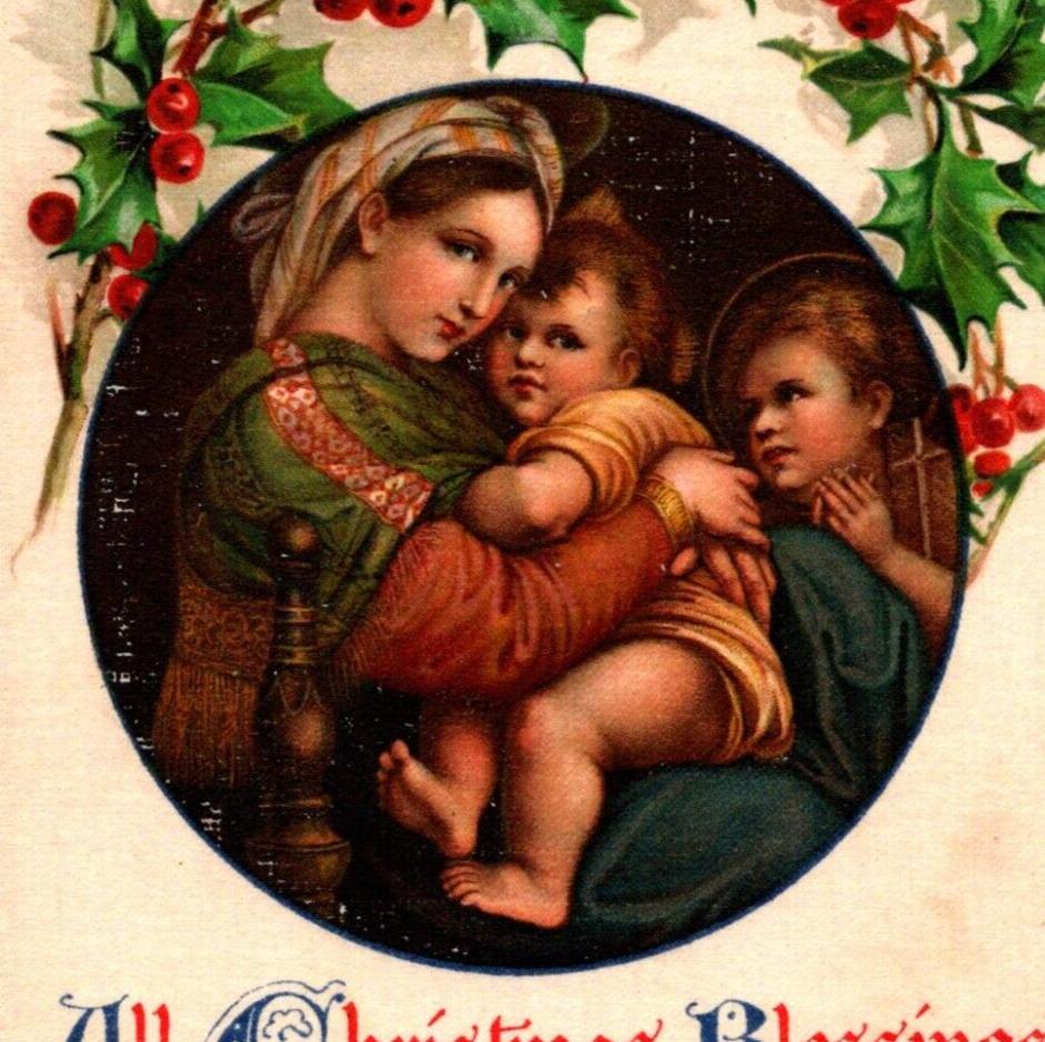 Madonna & Child Christmas Blessings Mary Baby Jesus 1908 Postcard Nister London