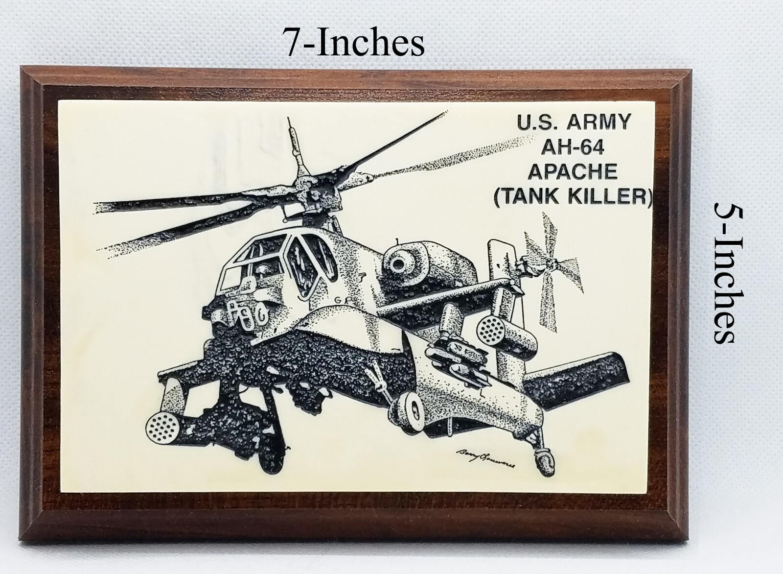 AH-64 APACHE HELICOPTER Cultured Marble Plaque on Prowood Composite AH-64 APACHE HELICOPTER Cultured Marble Plaque on Prowood Composite