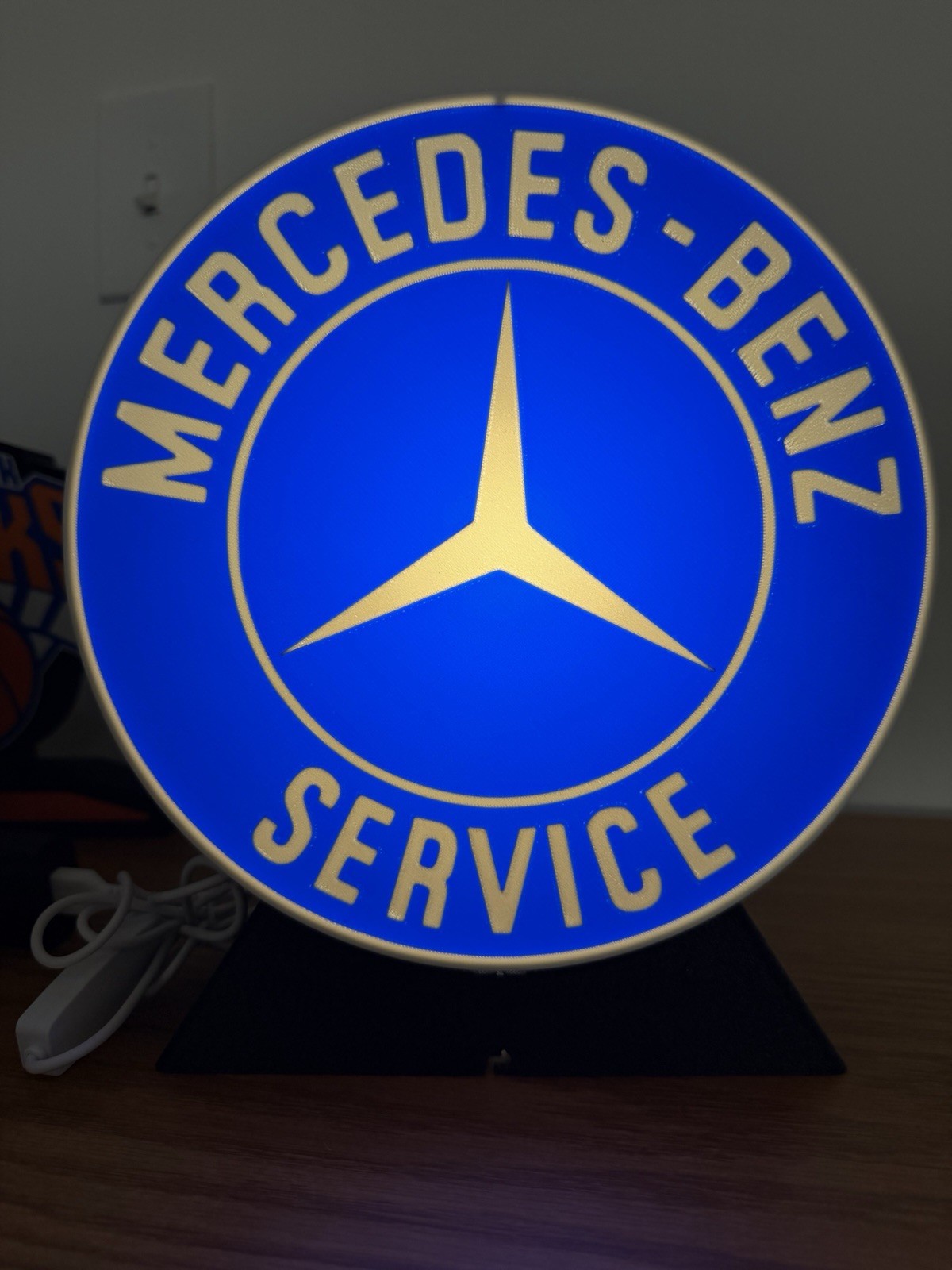 Mercedes-Benz Service Lighted Advertising Sign Blue Automobiles Europe Mercedes-Benz Service Lighted Advertising Sign Blue Automobiles Europe