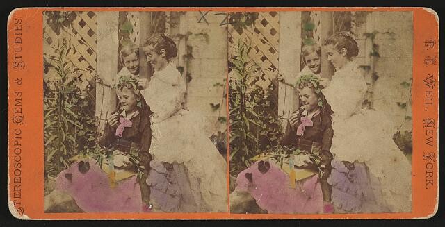 Photo:Three Young Girls 1900s Stereoscopic Cabinet Card Portrait Photo:Three Young Girls 1900s Stereoscopic Cabinet Card Portrait