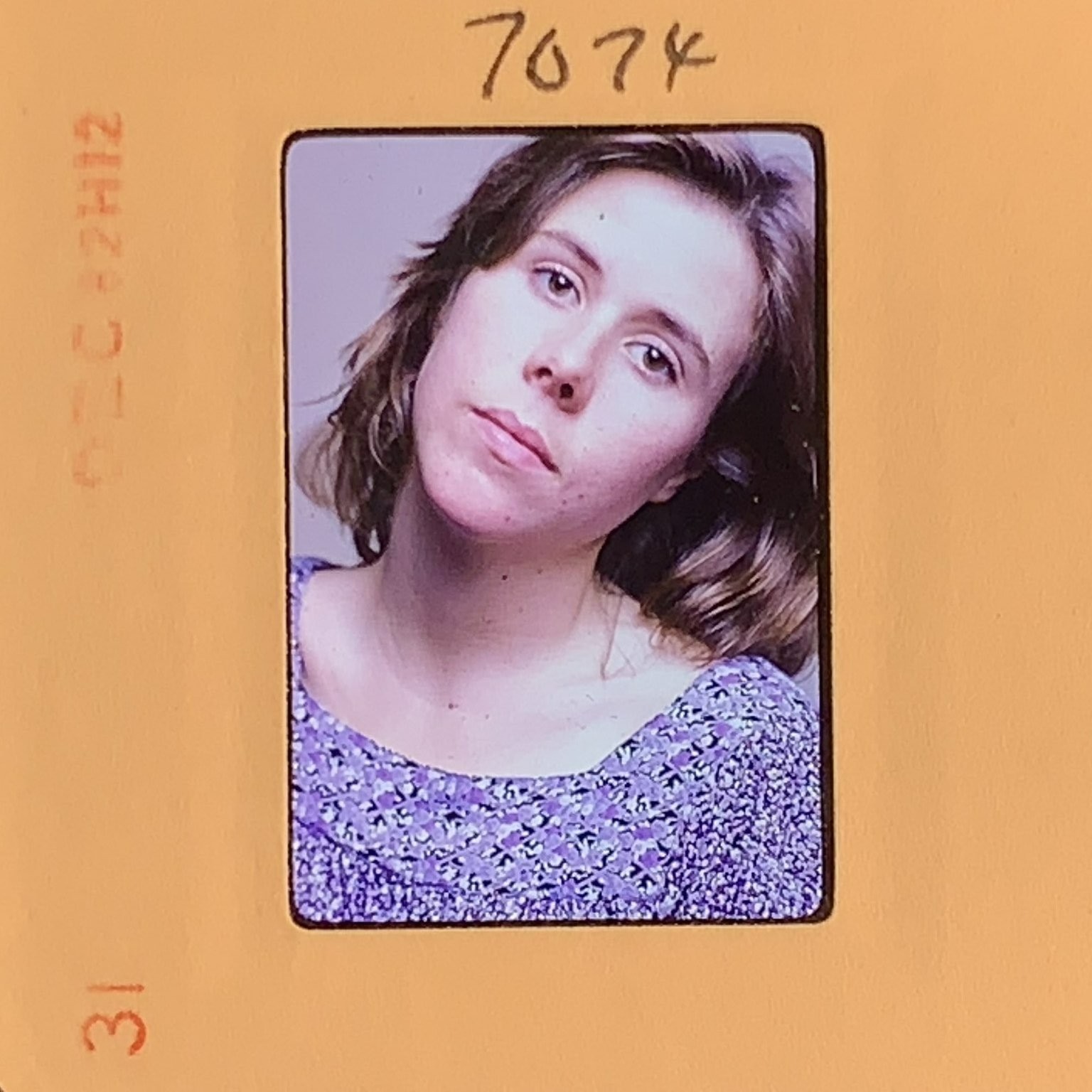 Vintage 1974 Kodachrome 35mm Slide Portrait Young Woman Purple Top 70s Era Vintage 1974 Kodachrome 35mm Slide Portrait Young Woman Purple Top 70s Era