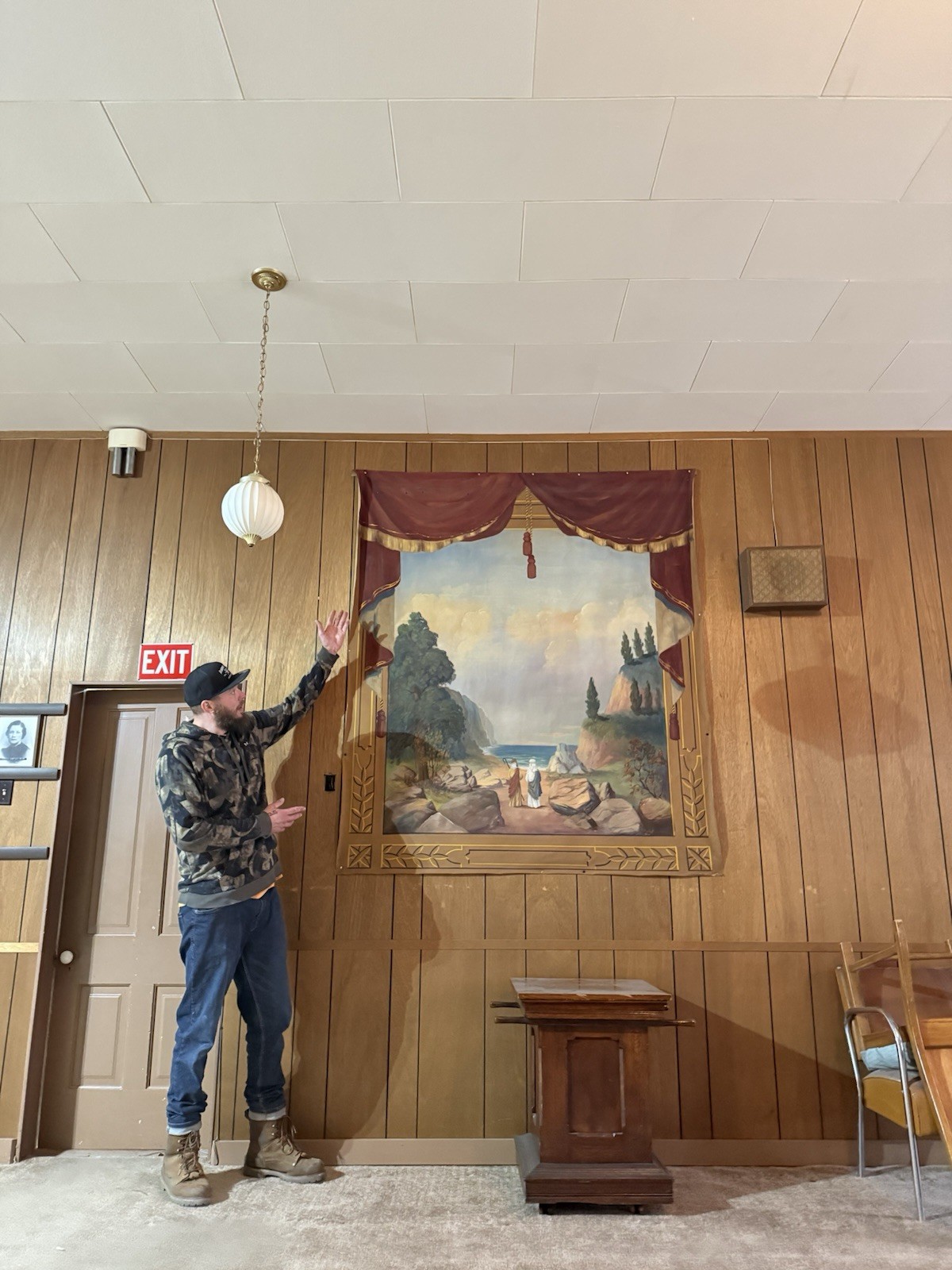 Beautiful Early 1900s Hand Painted Theatrical Backdrop - 78” X 67” - NICE Beautiful Early 1900s Hand Painted Theatrical Backdrop - 78” X 67” - NICE