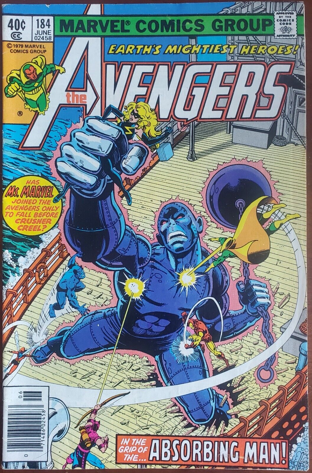 Avengers #184 FN- 5.5 (Marvel 1979)  ~ Absorbing Man ~ Ms. Marvel ✨