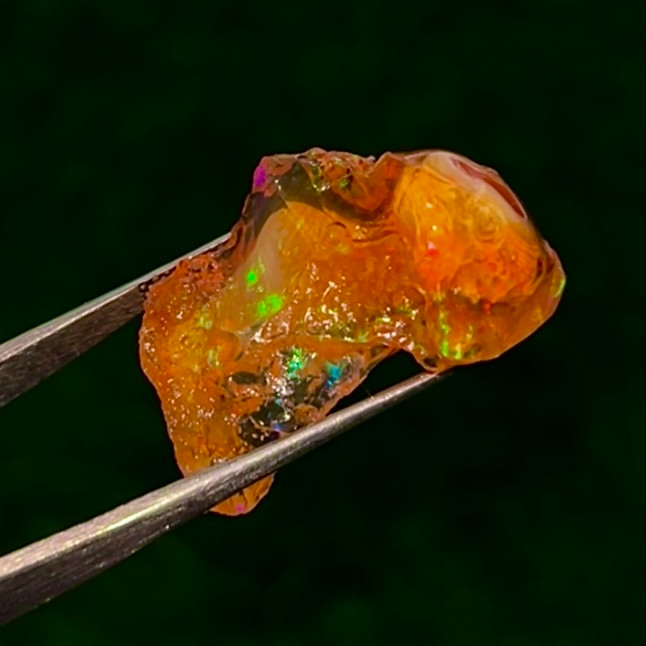 Rare Mexican Fire Opal Rough 26.15 Ct, Natural Orange Opal With Red Green Fire Rare Mexican Fire Opal Rough 26.15 Ct, Natural Orange Opal With Red Green Fire