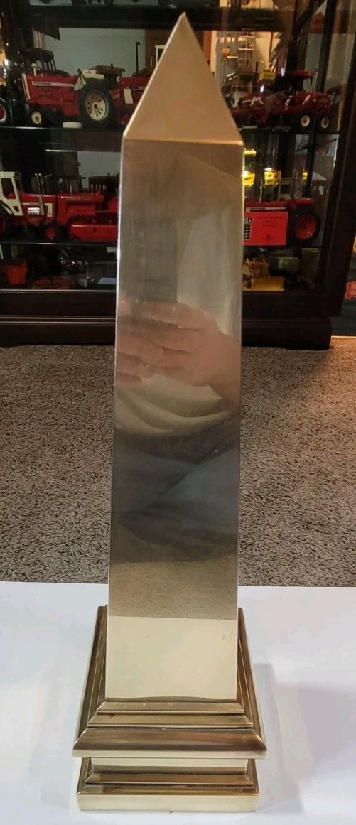Vintage MCM Decor Large Brass Obelisk 20.5 Tall Home Office Decor Display Vintage MCM Decor Large Brass Obelisk 20.5 Tall Home Office Decor Display