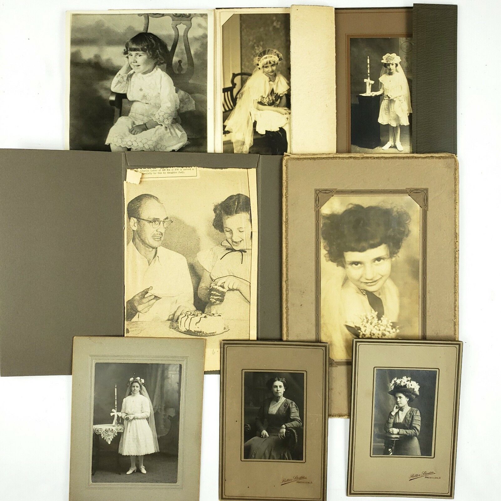 Vintage Early 1900s Photos &Article Girl Growing Up 1st Communion To Adult Woman