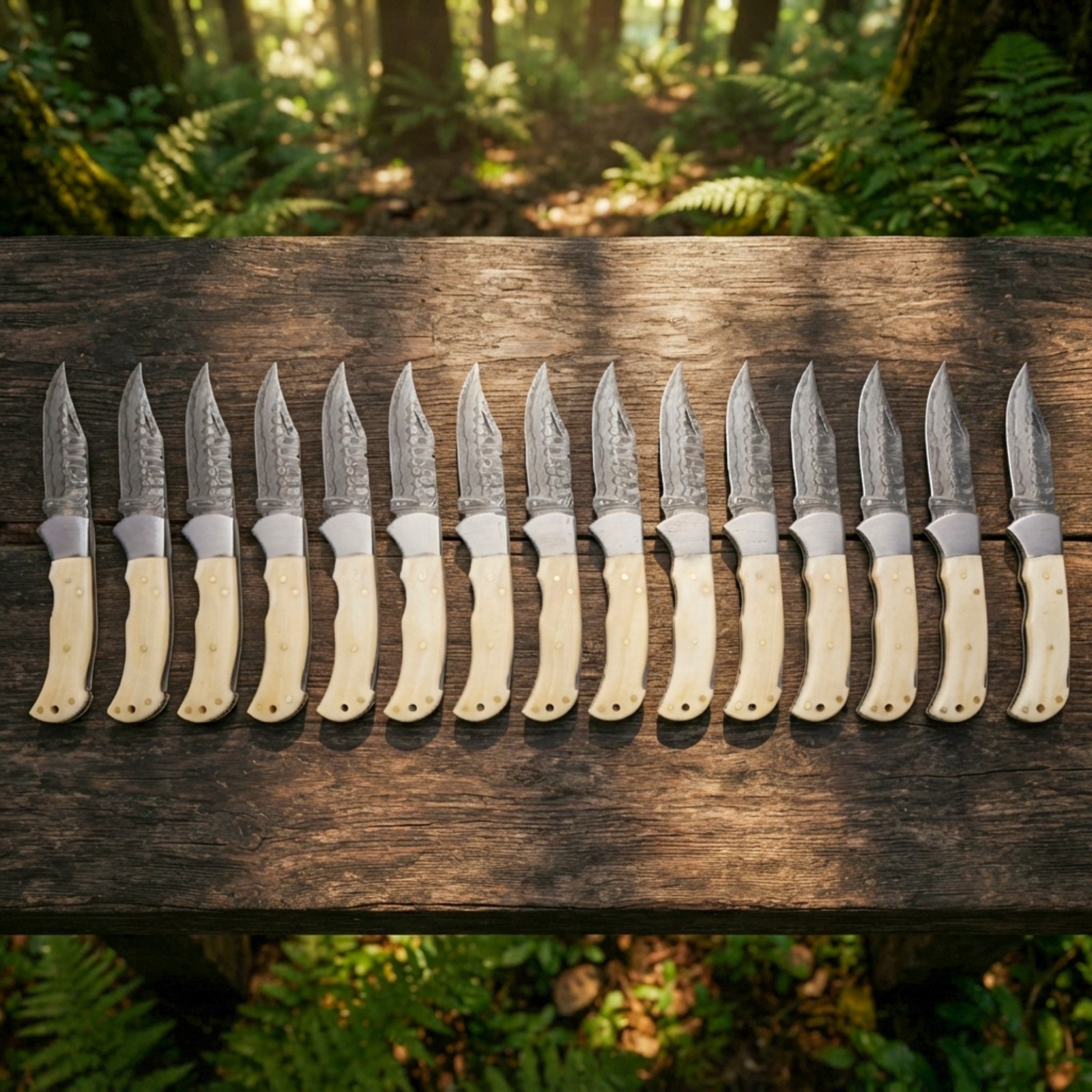LOT OF 15 PCS Handmade Damascus Steel Folding Knives, Pocket Knives With Sheaths LOT OF 15 PCS Handmade Damascus Steel Folding Knives, Pocket Knives With Sheaths