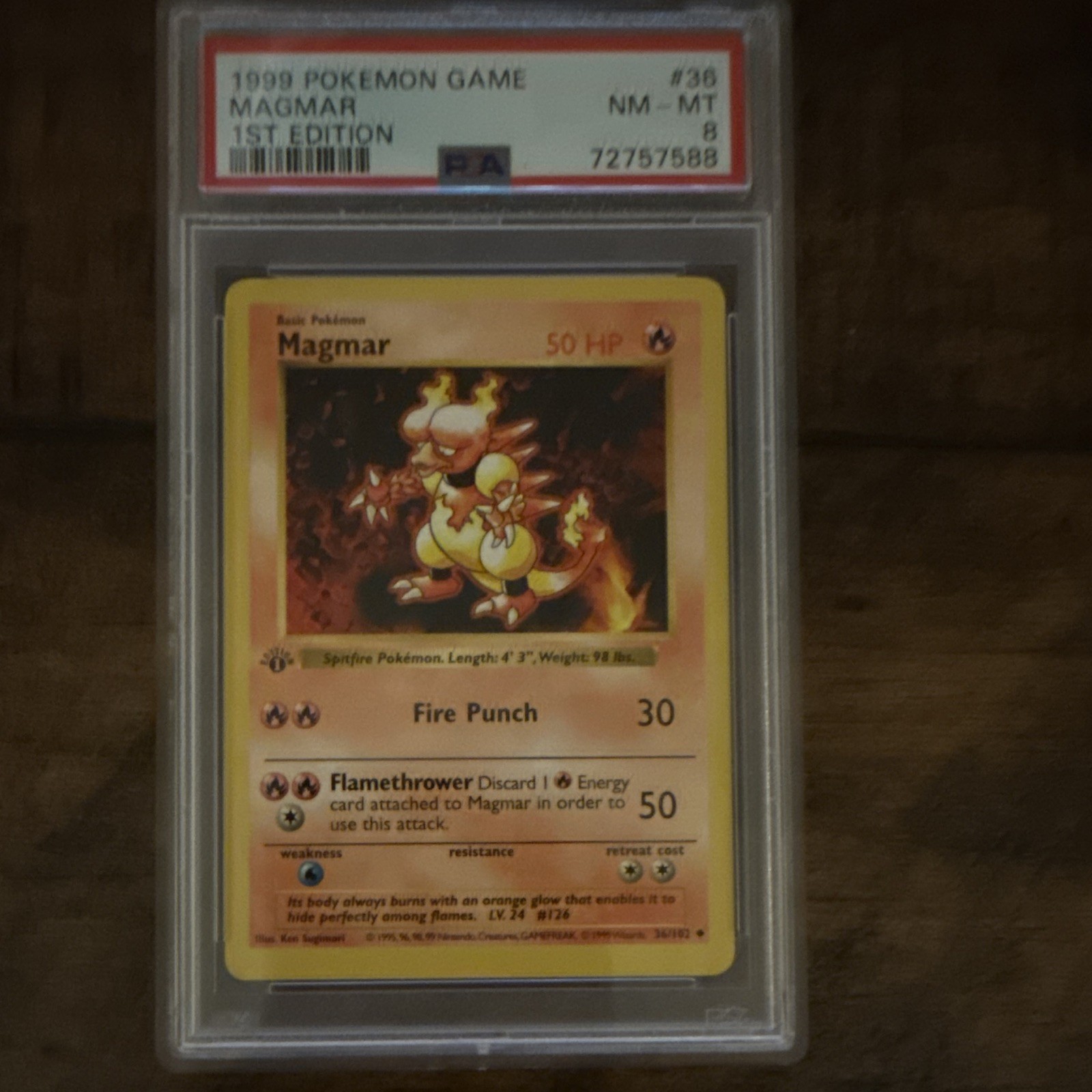 Pokémon 1999 Pokemon Game Magmar #36 1st Edition PSA 8 Cert 72757588