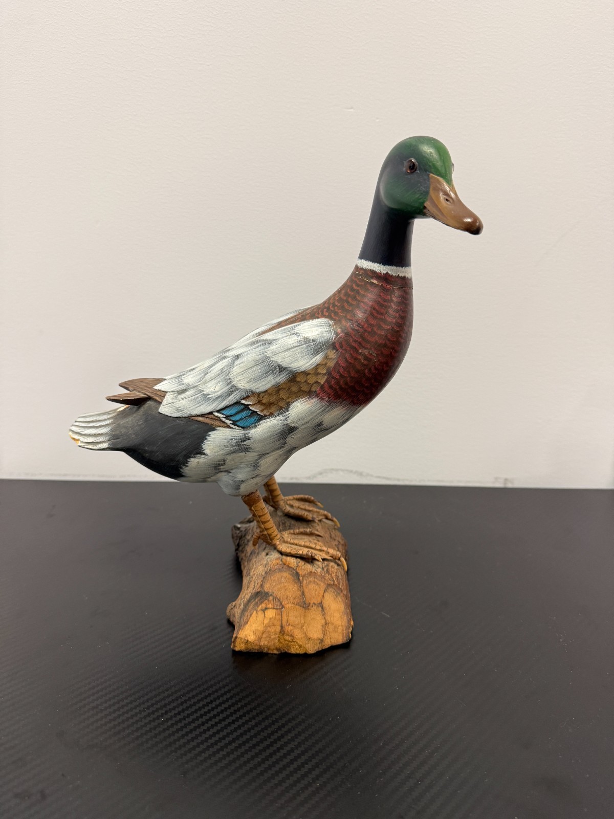 Vintage Hand Carved Wooden Mallard Duck Decoy Hand Painted Folk Art 12"x12"