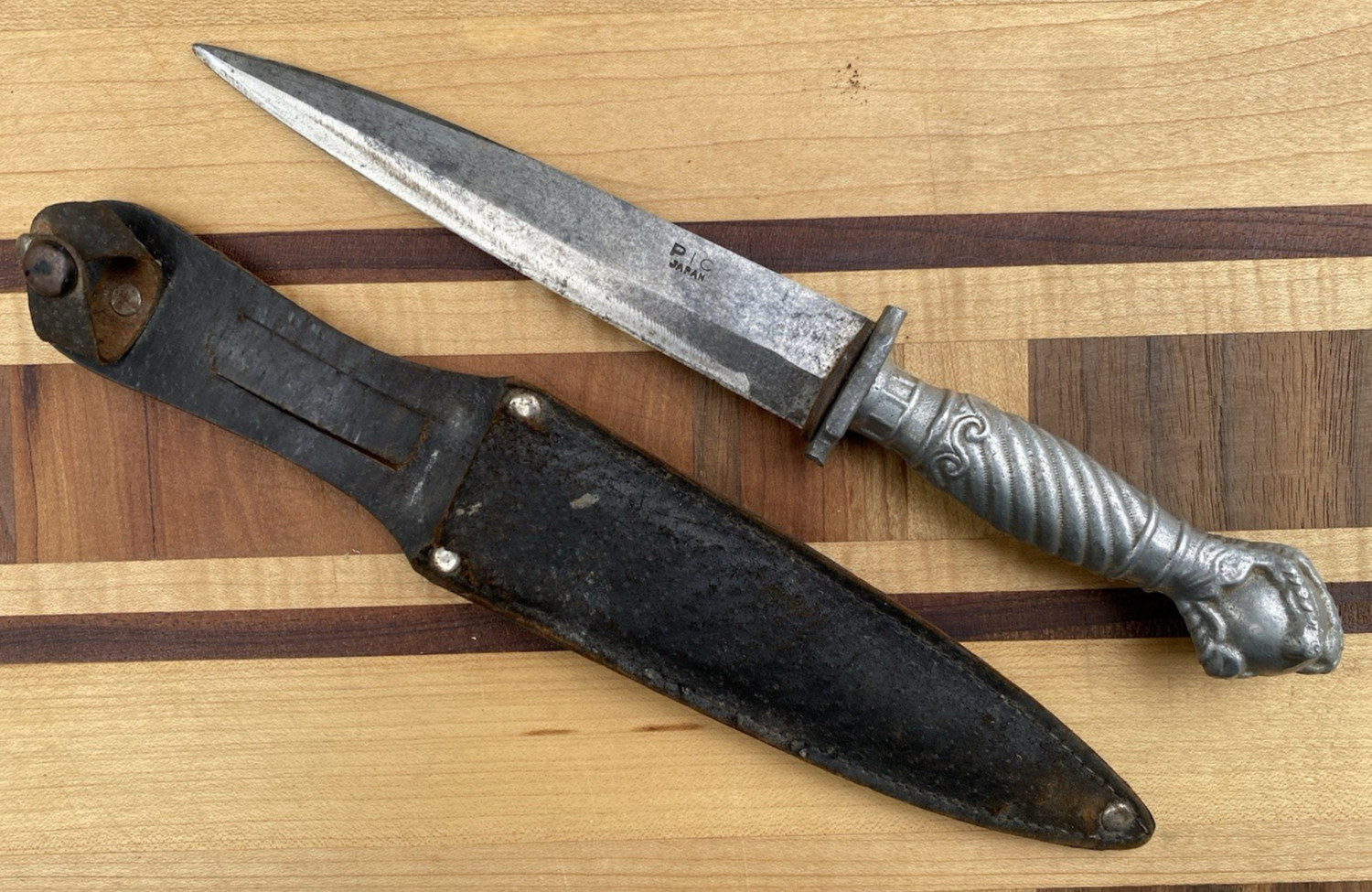 Vintage PIC Claw & Ball Handle Dagger Knife +Sheath Japan 5.5" blade Vintage PIC Claw & Ball Handle Dagger Knife +Sheath Japan 5.5" blade