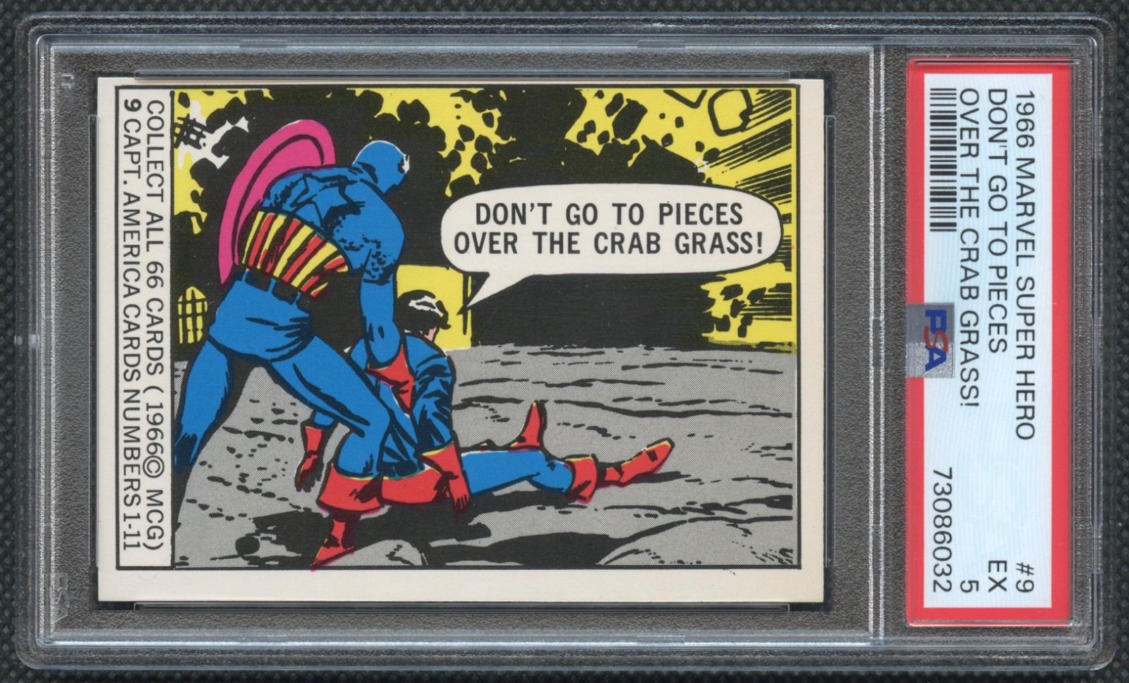 1966 Donruss Marvel Captain America Rookie/"Bucky" Barnes Rookie #9 PSA 5 1966 Donruss Marvel Captain America Rookie/"Bucky" Barnes Rookie #9 PSA 5