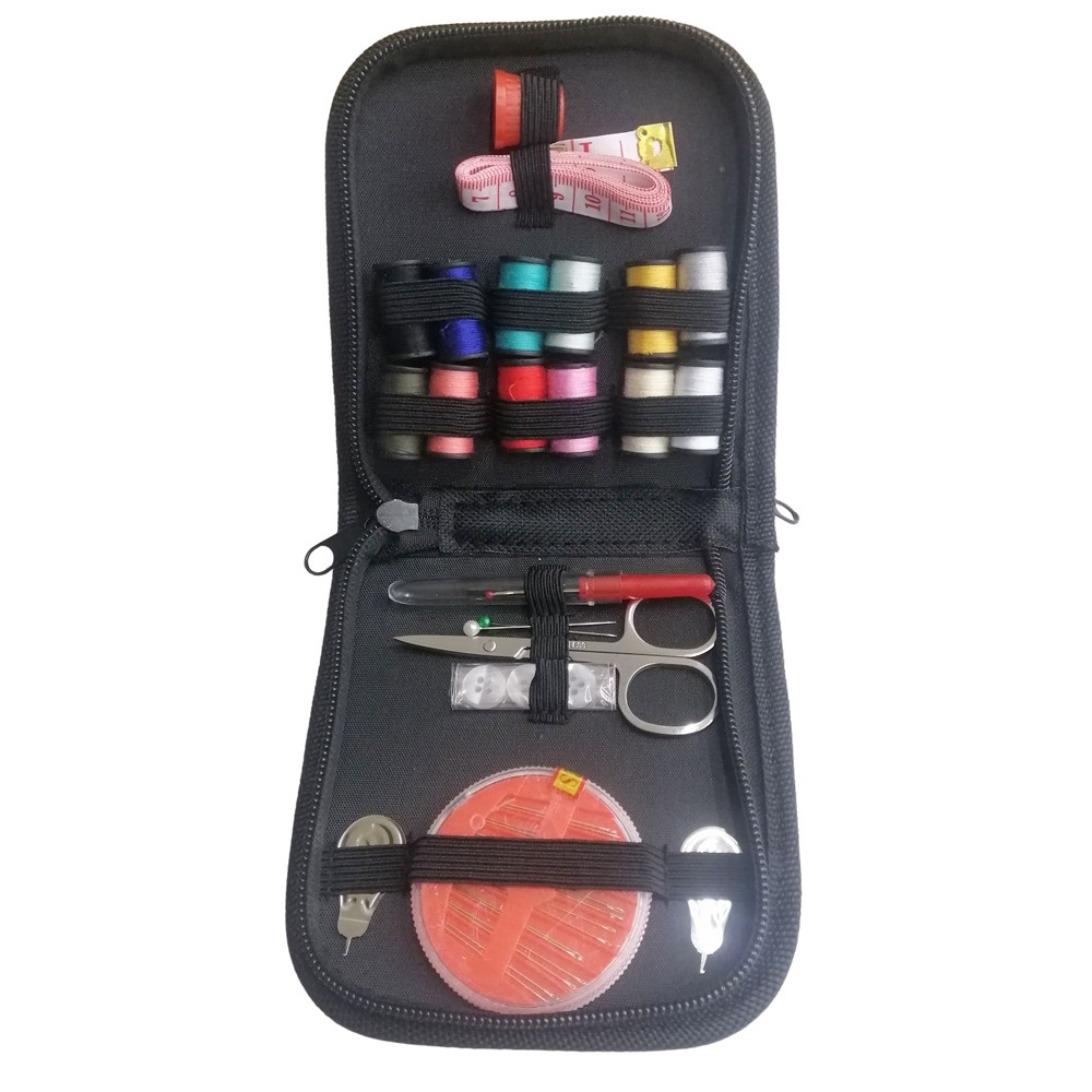 Mini Travel Sewing Kit Case Set Pocket Style Home Needle Thread Scissors Black