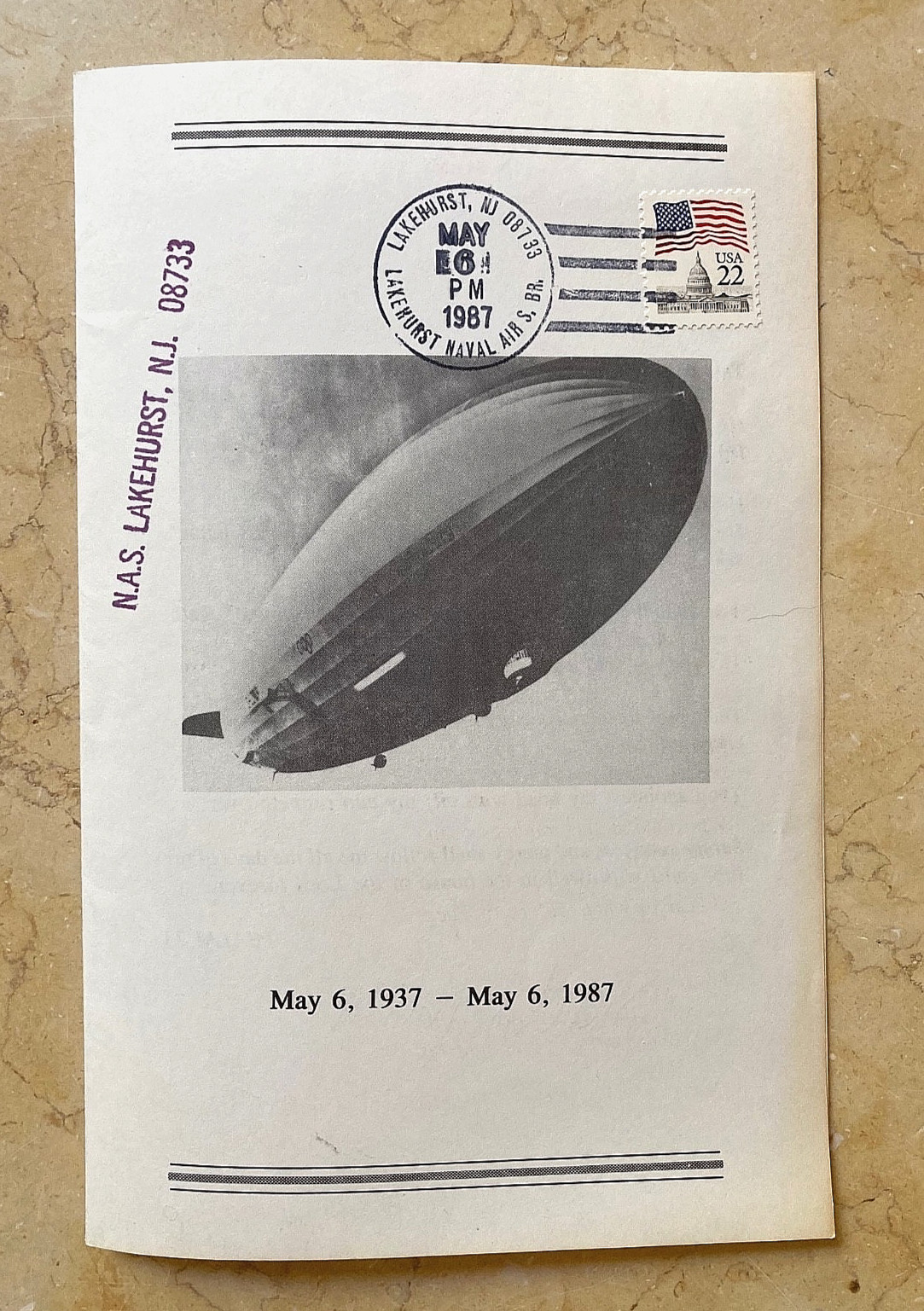 50TH ANNIV. of HINDENBURG DISASTER & PRESENTATION of SITE PLAQUE MAY '87 PROGRAM 50TH ANNIV. of HINDENBURG DISASTER & PRESENTATION of SITE PLAQUE MAY '87 PROGRAM