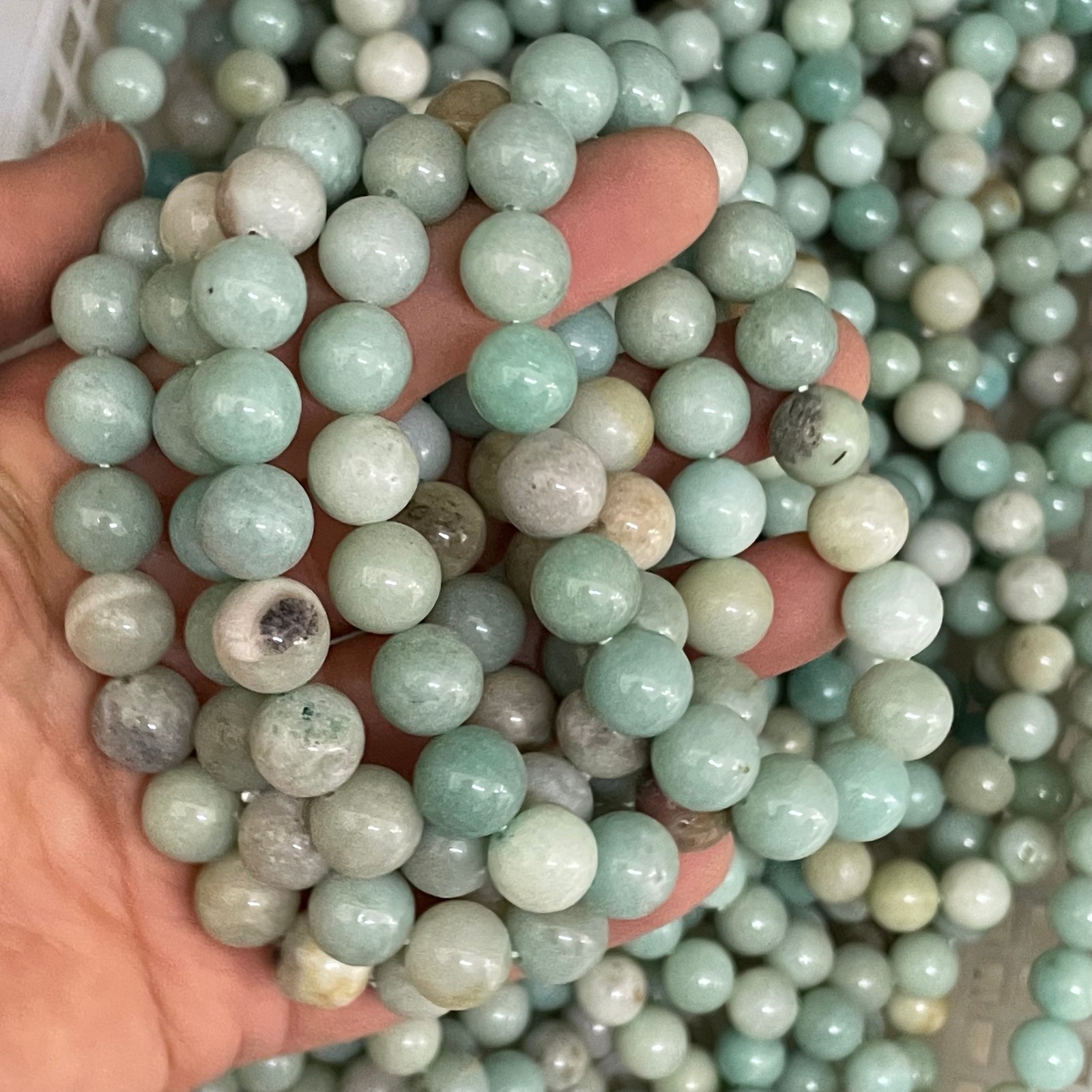 10pcs Natural Amazonite Stone Bracelet Gemstone Healing Size 10mm 10pcs Natural Amazonite Stone Bracelet Gemstone Healing Size 10mm