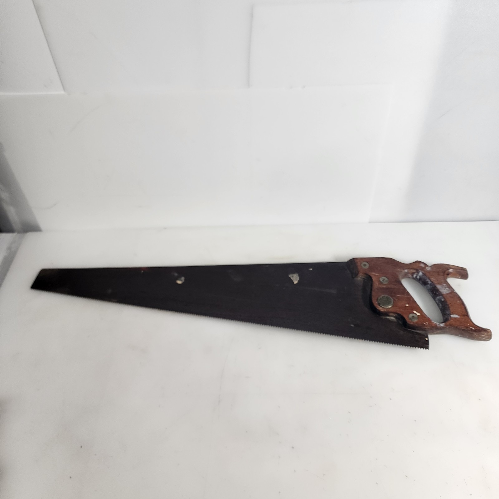Vintage Warrant Superior 29.5” Hand Saw Great For Painting Canvas Or Repurpose 