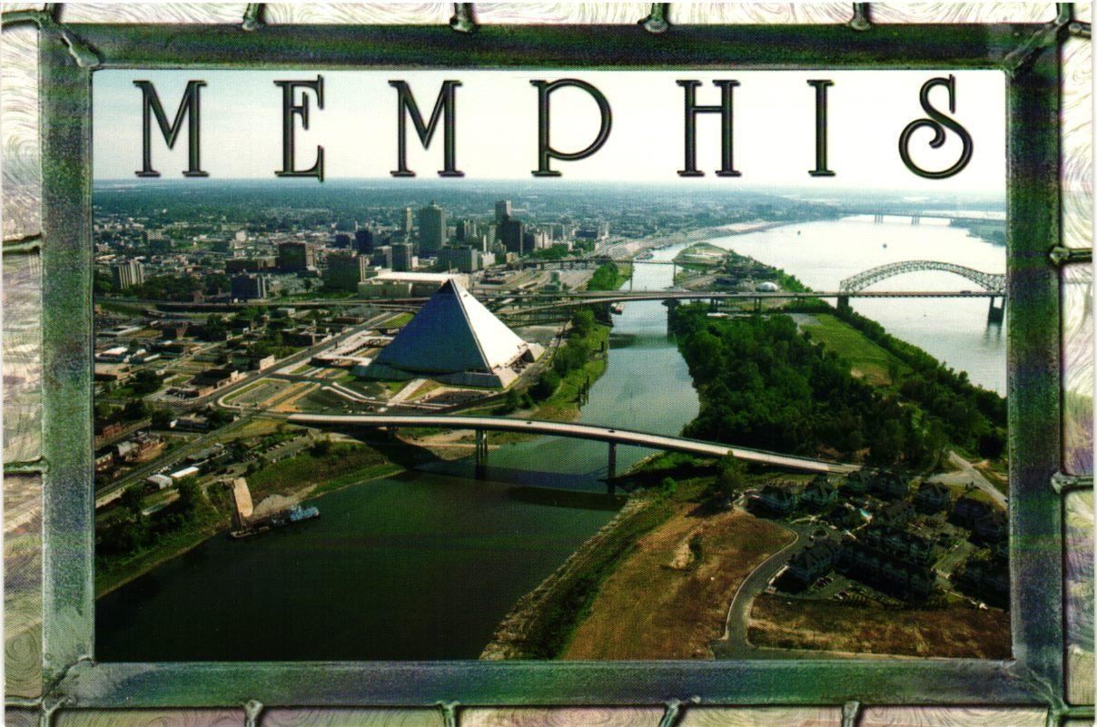 Memphis Pyramid Aerial View Postcard Mississippi River Bluff City Memphis Pyramid Aerial View Postcard Mississippi River Bluff City