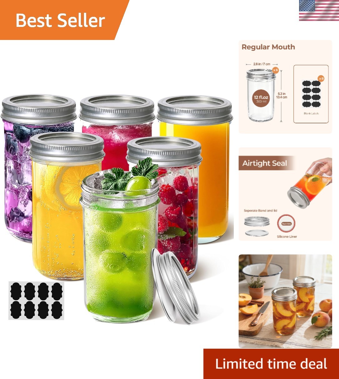 Stylish 12oz Regular Mouth Mason Jars - Perfect for Juices, Sauces & Gifts Stylish 12oz Regular Mouth Mason Jars - Perfect for Juices, Sauces & Gifts
