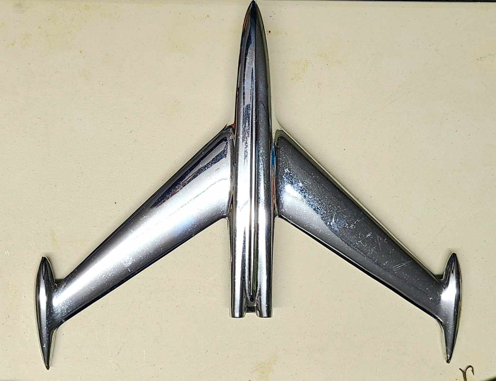 Vintage 1956 Oldsmobile Rocket Hood Ornament OEM Chrome Jet Plane Vintage 1956 Oldsmobile Rocket Hood Ornament OEM Chrome Jet Plane