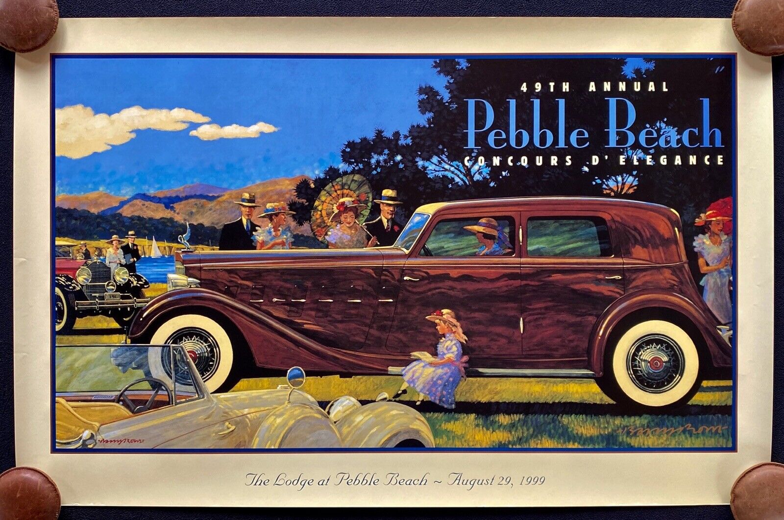 SIGNED 1999 Pebble Beach Concours Poster 1934 PACKARD 1108 Dietrich LAGONDA ROWE