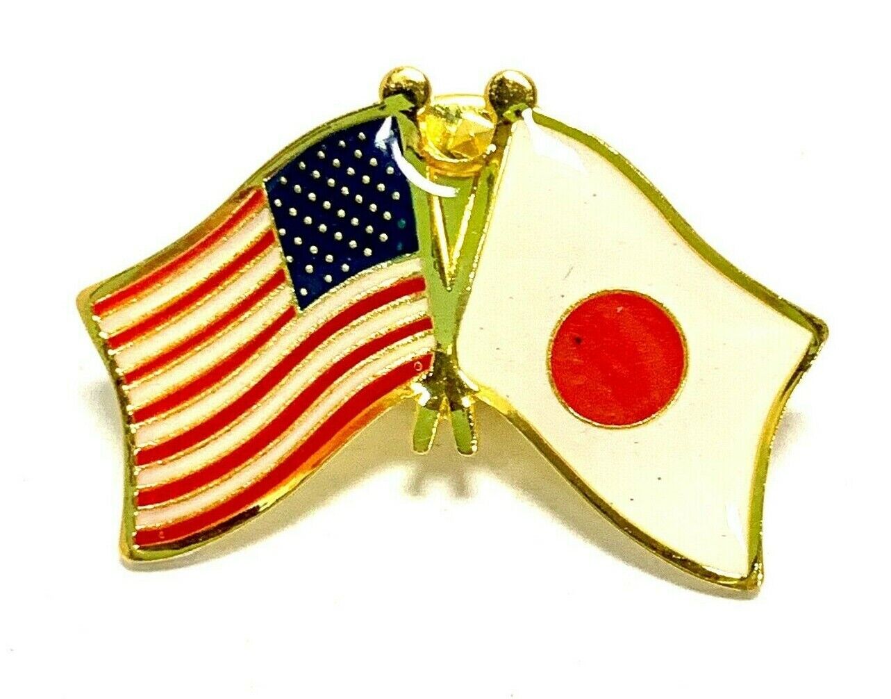 USA Japan Friendship Flag Pin, Double Flag Lapel Pin
